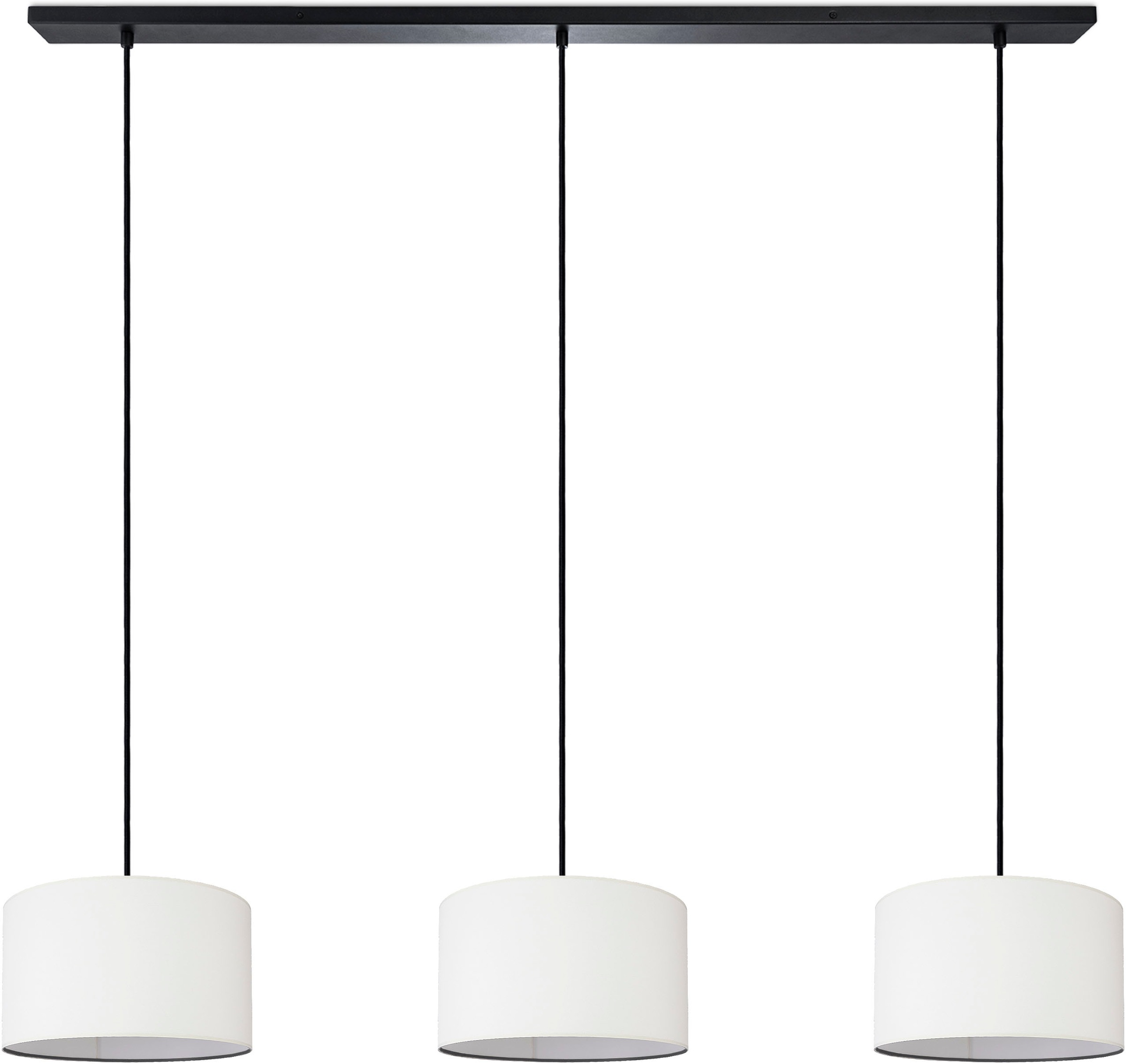 PACO HOME Pendelleuchte "HUGO CANVAS UNI COLOR", schwarz-weiß (weiß schwarz), Ø 28cm H: 16cm, Leuchten, Pendelleuchte Wohnzimmer Hängelampe Esszimmer Lampenschirm E27 Uni, Pendelleuchte