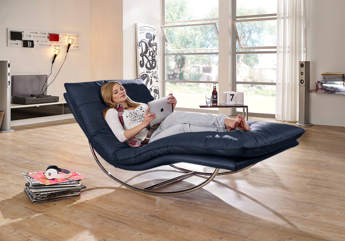 W.SCHILLIG Relaxliege "daily dreams" in Waffelkissen-Optik, Schaukelgestell Chrom glänzend, in 2 Breiten