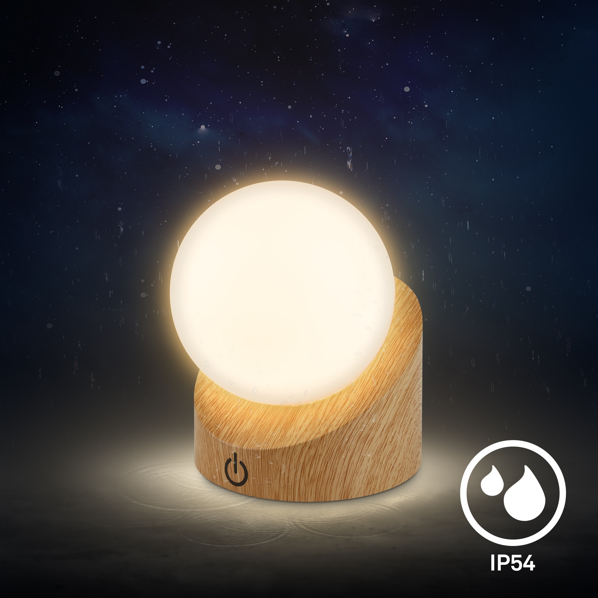 Briloner Leuchten LED Außen-Tischleuchte »SORA« LED-Board 2 Stk. Warmweiß kabellos 10x8x9cm Holzfarben 2W Kinderzimmer Outdoor Außen 2er-Set