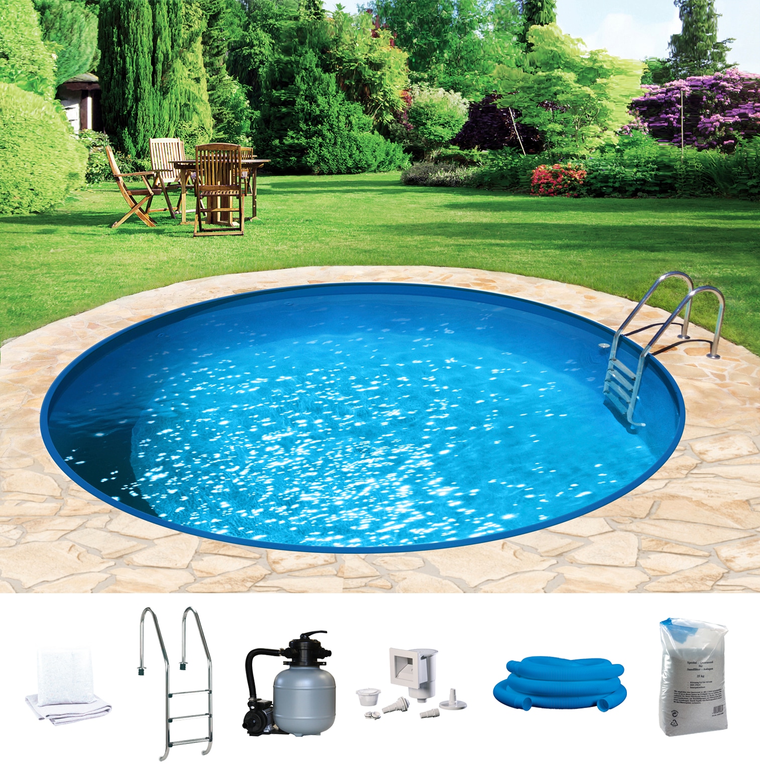 my POOL BWT Rundpool "HOLIDAY inkl. umfangreichem Zubehör" Höhe 150 cm, in versch. Größen erhältlich