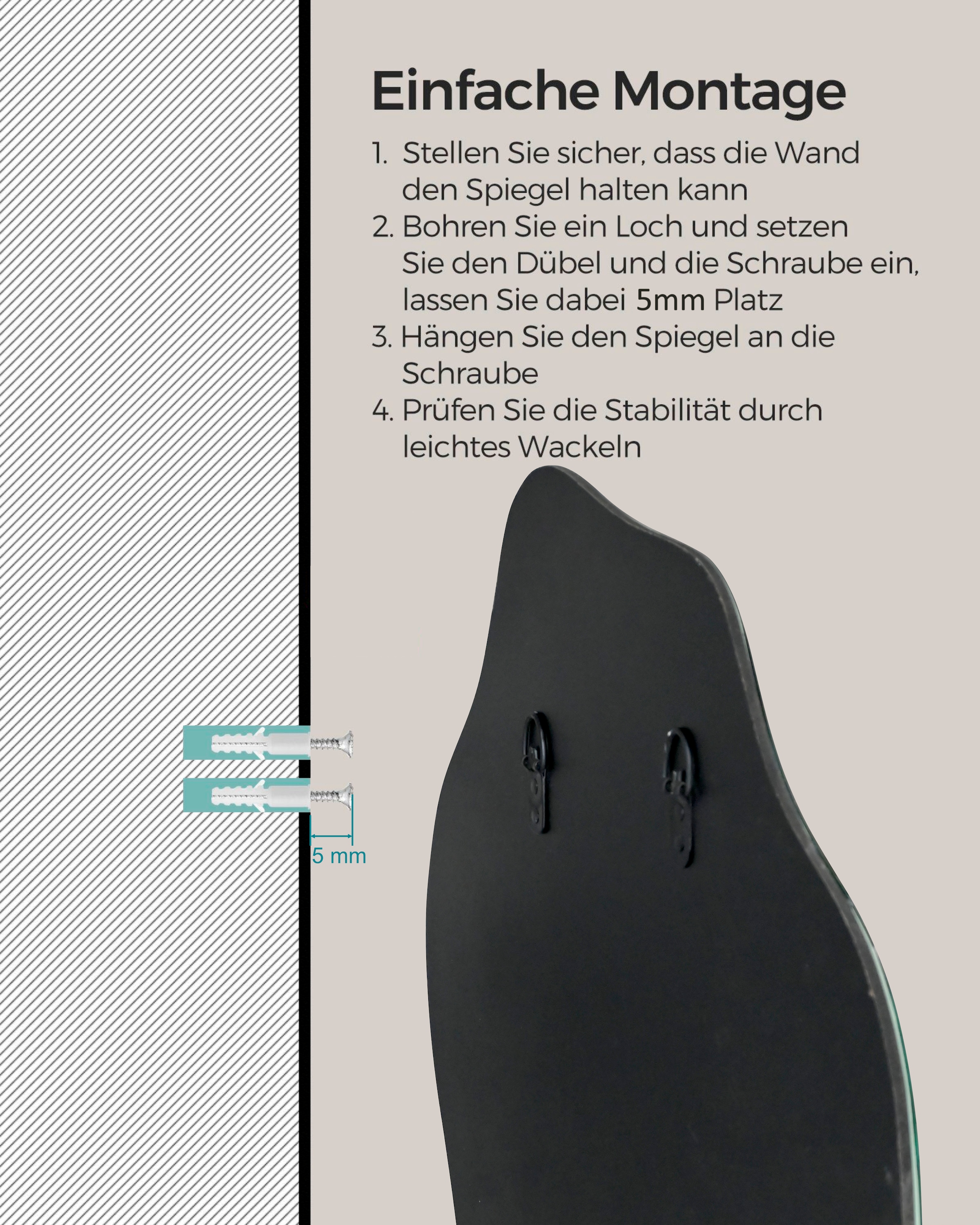 homsy by Ana Johnson Wandspiegel »Missimi, Wanddekoration, 45x55cm« wellenförmig, wolkenförmig, Eleganz mit transparentem Rahmen