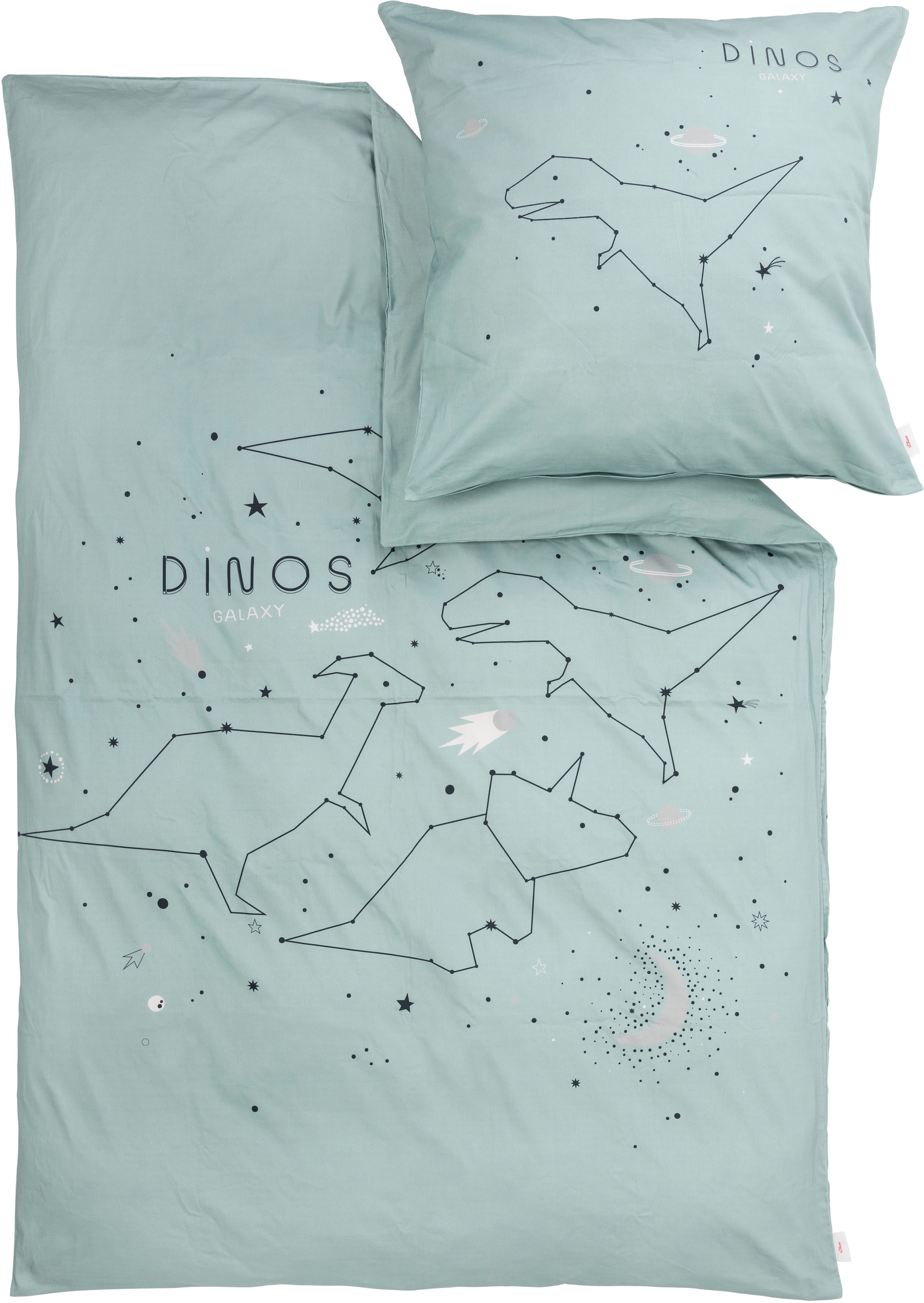 Bettwäsche »Satinbettw. s.Oliver Junior Sternzeichen Dino«, mit Sternen und Dinos