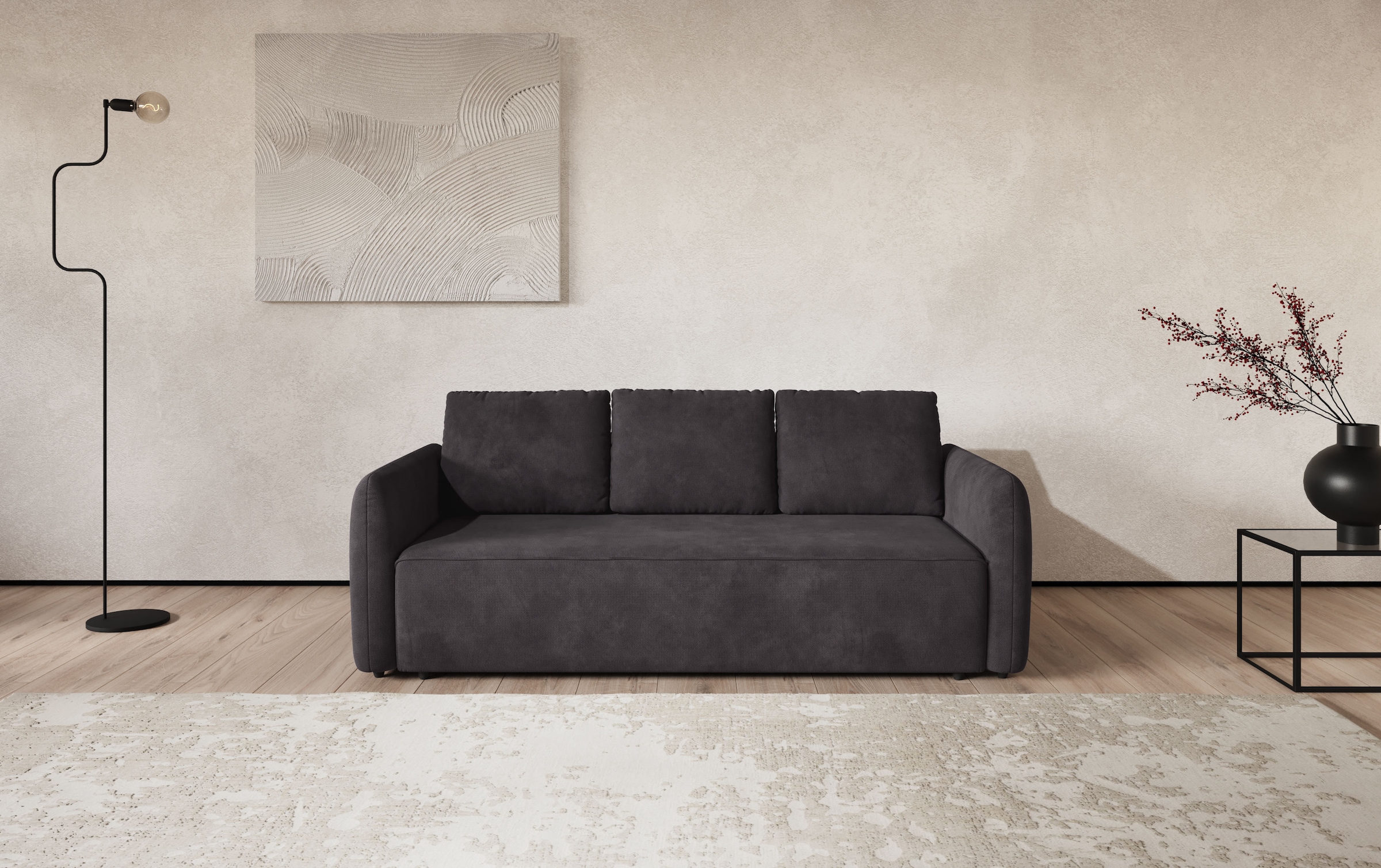 COTTA Big-Sofa "Megasofa, Flow, Breite 222 cm, opt. Schlaffunktion" bequeme Wellenunterfederung mit PU Schaum, Liegefl. 190x145cm