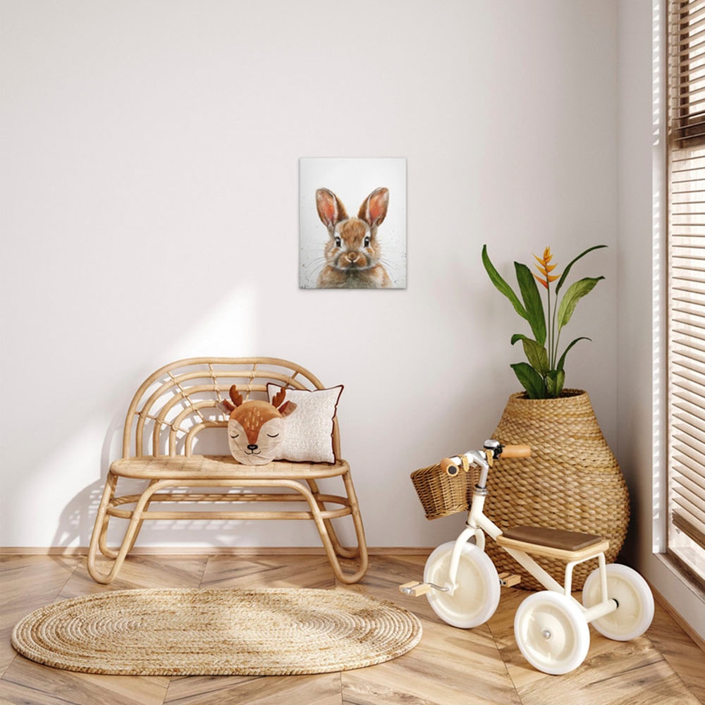 A.S. Création Leinwandbild »Brown Baby Bunny - Wandbild Weiß Braun Keilrahmen Kunst«, Tiere, (1...