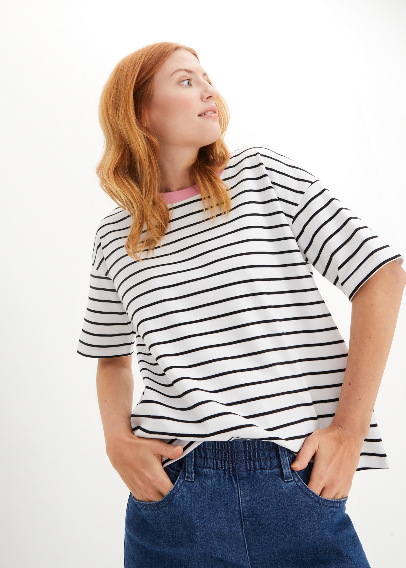 bonprix Oversize-Passform, Halbarm-Design, mit Streifenmuster