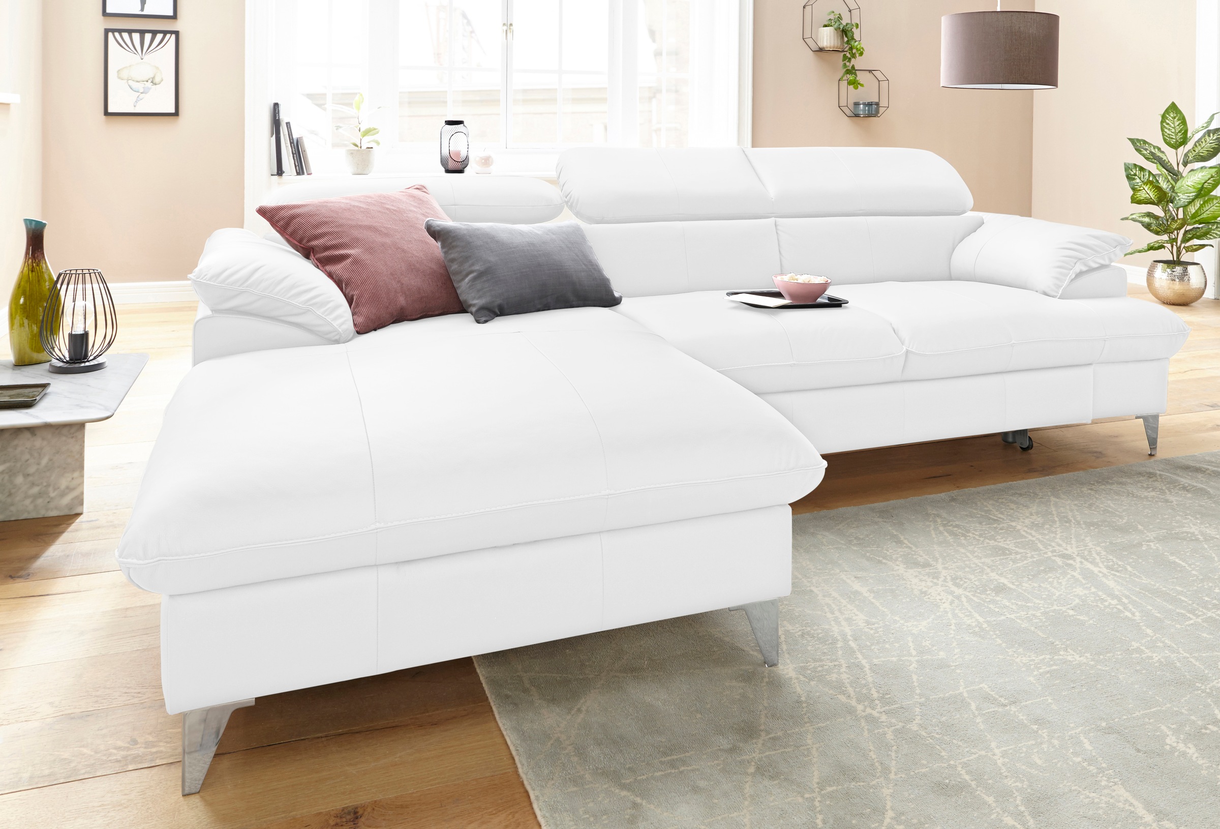 COTTA Ecksofa "Caluso L-Form" mit Kopfteilverstellung, wahlweise mit Bettfu günstig online kaufen