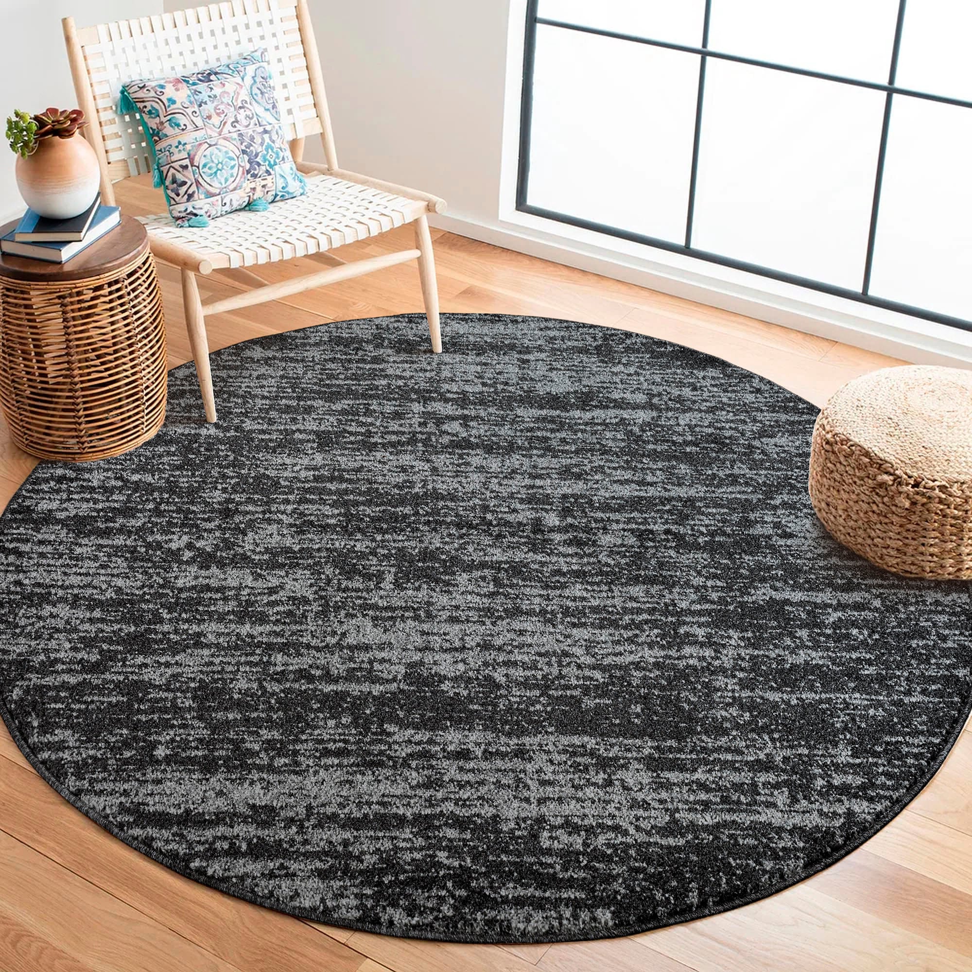 Sanat Teppich "Oslo, auch als Läufer und in Rund" rund 10 mm Höhe meliert robuster Kurzflor, Wohnzimmer, Schlafzimmer, auch als Läufer