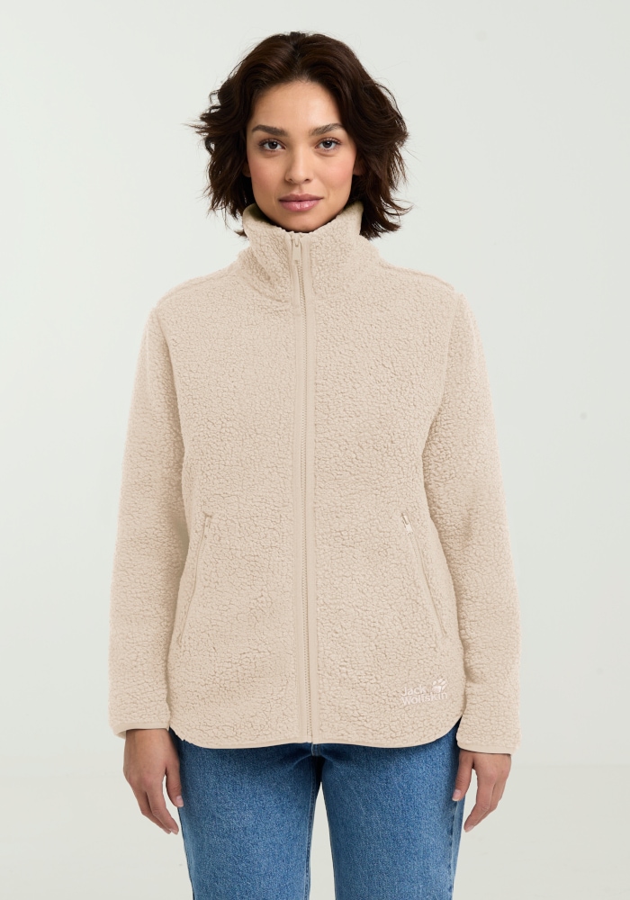 Jack Wolfskin Fleecejacke "HIGH CURL JKT W" mit durchgehendem Reißverschluss, aus Sherpa Fleece, atmungsaktiv