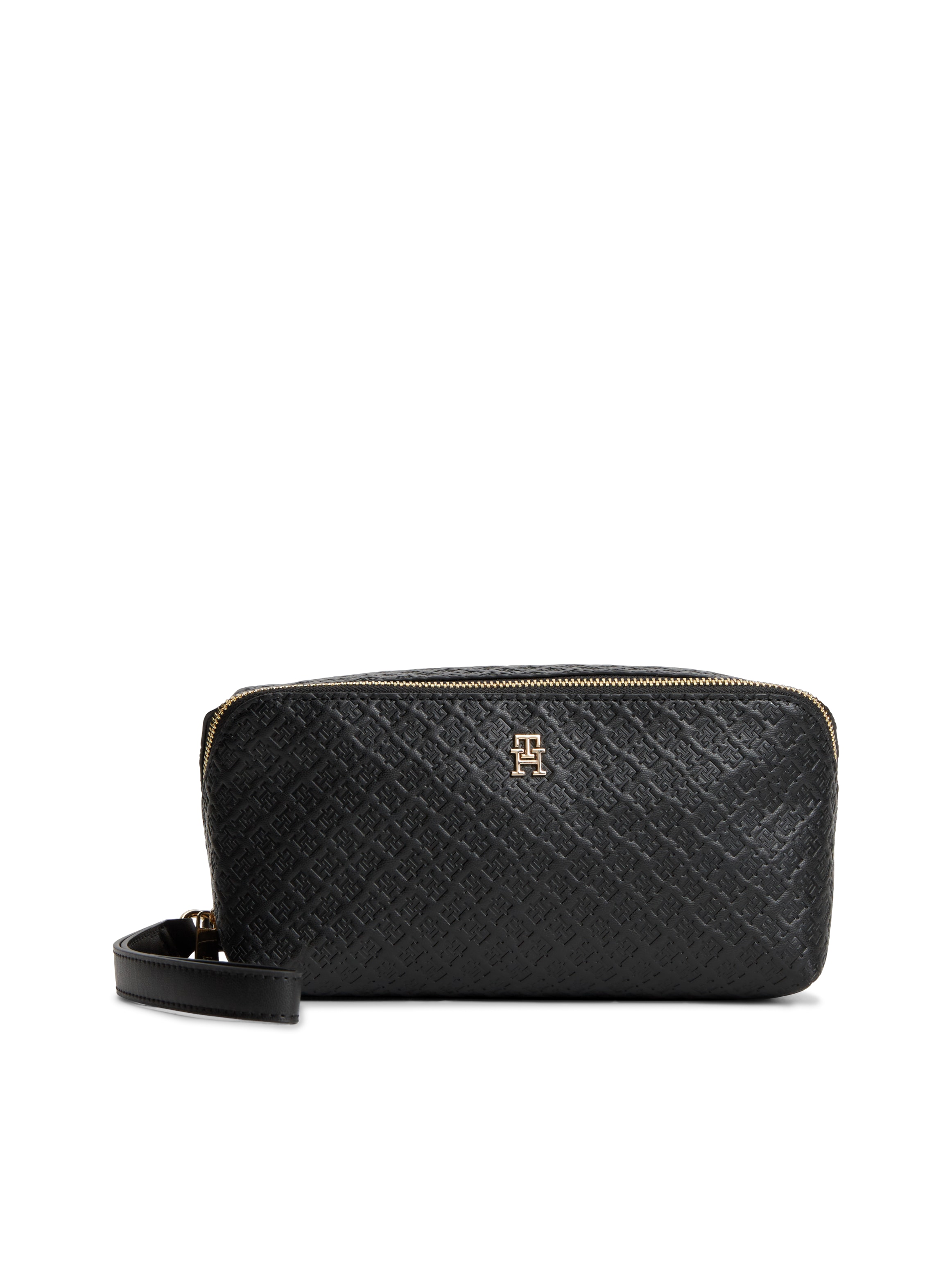 Tommy Hilfiger Kulturbeutel "TH ICON DOUBLE WASHBAG MONO" Unisex Waschbeutel, Kosmetiktasche mit Allover-Logoprägung