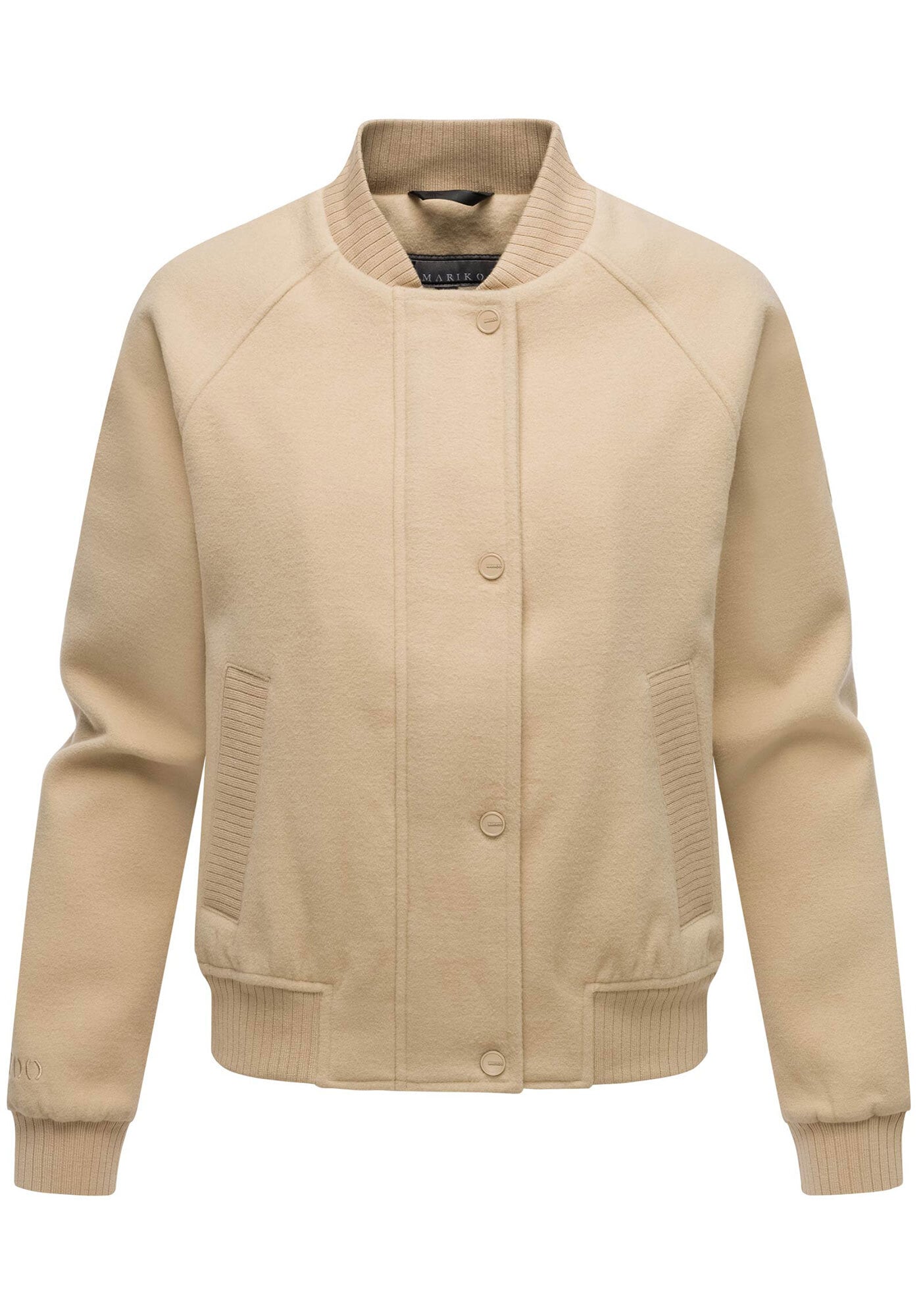 Marikoo Collegejacke »Zunaa«, Modische Jacke im Collegejacken-Stil mit Rippbündchen und Raglanärmeln