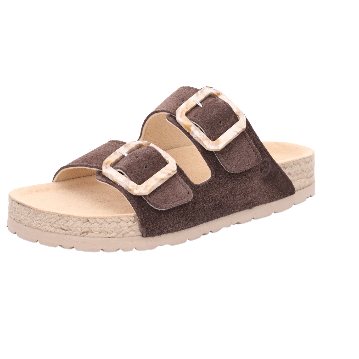 Rohde Pantolette "MATERA" Strandschuh, Urlaubsschuh, Sommerschuh mit Bast Plateau