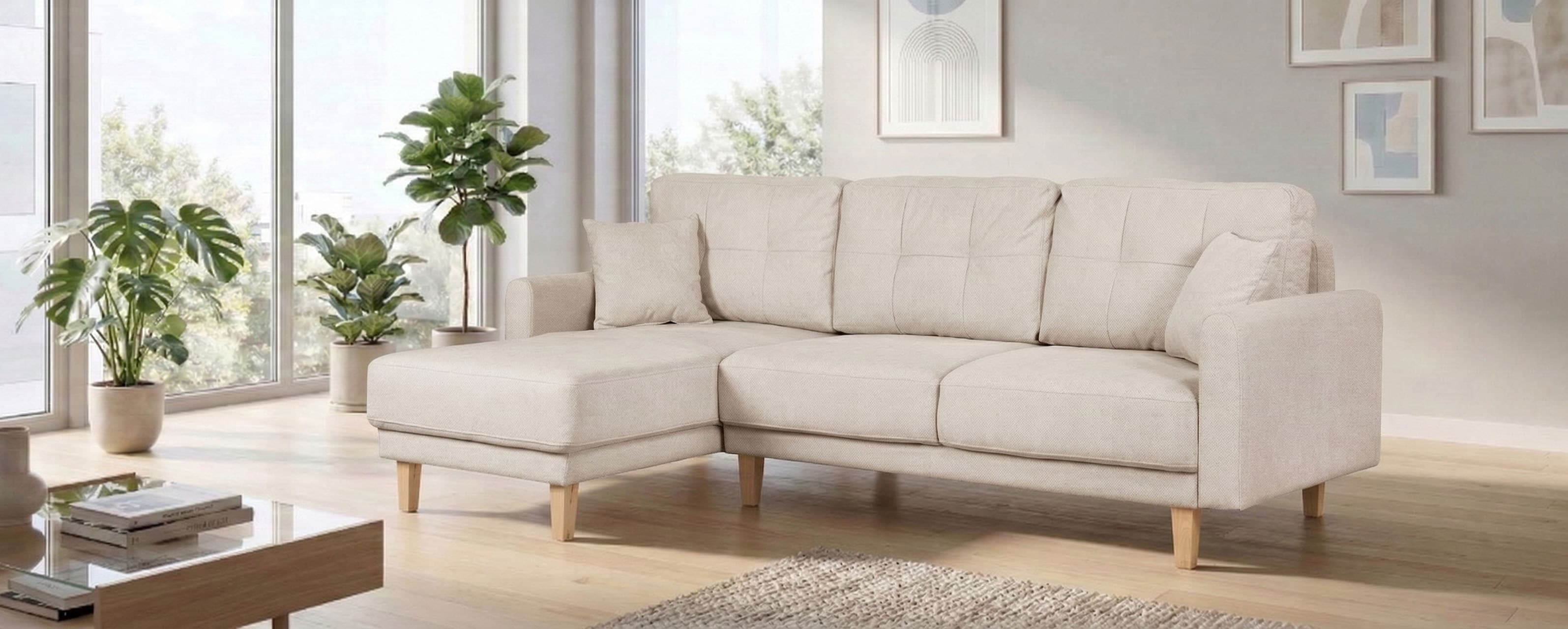 OTTO home Ecksofa "TRIPLO optionale Schlafsofa mit Bettkasten, Maße B/T/H: 234/164/89 cm" L-Form wahlweise mit Bettfunktion - Liegefläche 132x210 cm