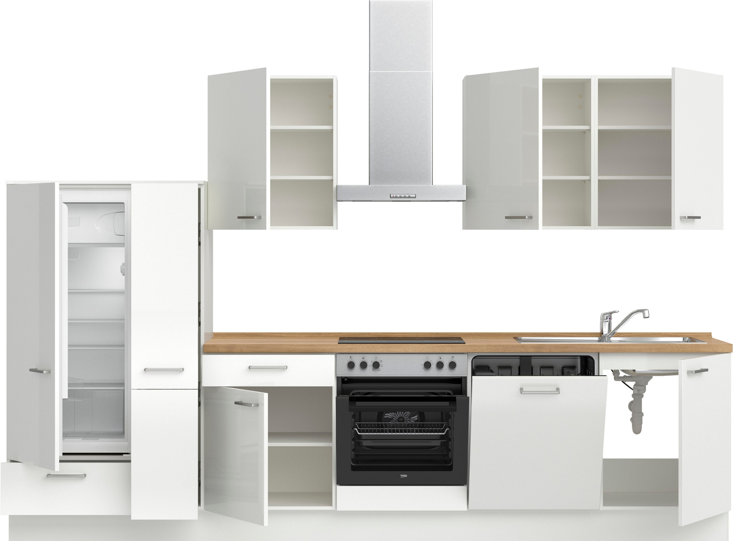 nobilia® Küchenzeile »"Flash I"«, vormontiert, Ausrichtung wählbar, Breite 330 cm, wahlw. mit E-Geräten