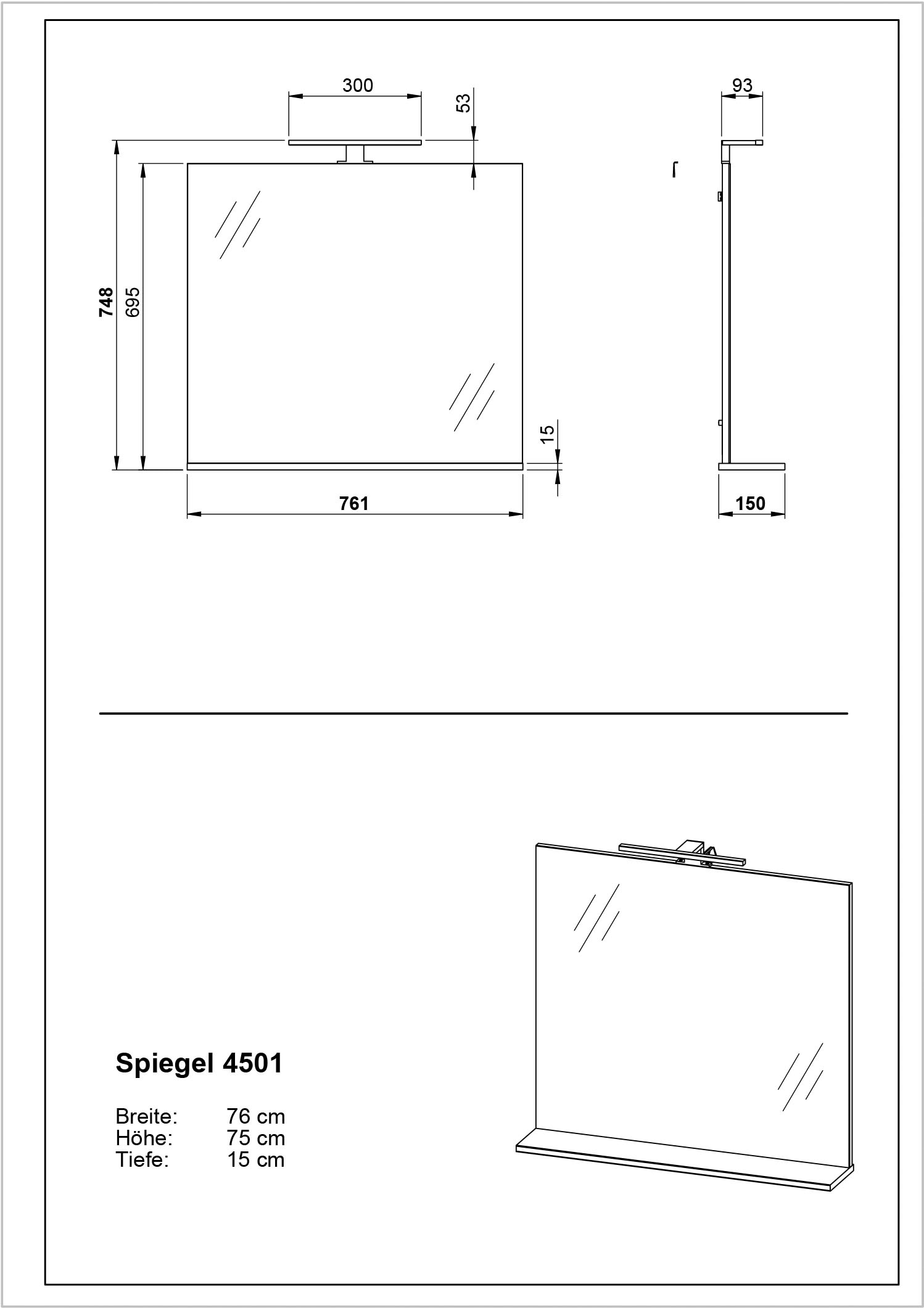 andas Badmöbel-Set »Majtum bestehend aus Waschbeckenunterschrank, Spiegel«, (4 St.), inkl. LED-Beleuchtung, Midi- und Unterschrank, Made in Germany