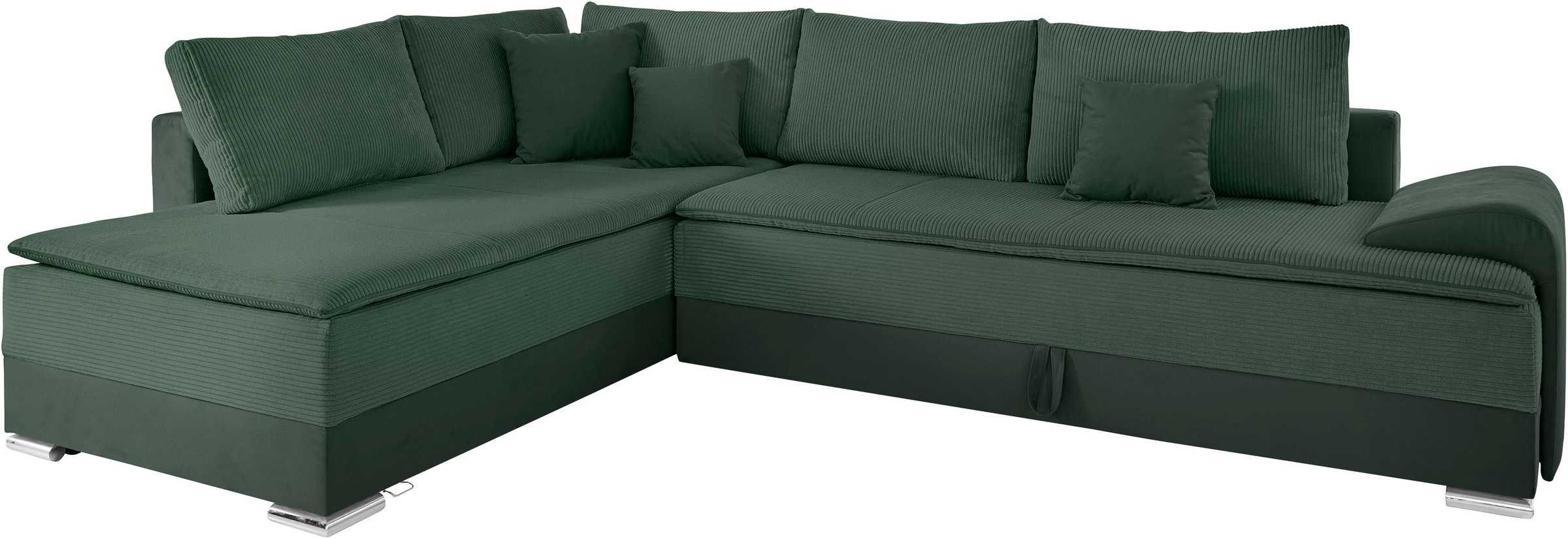 Ecksofa HOME AFFAIRE "Night & Day L-Form, B: 324 cm, mit Dauer-Schlaffunktion und Armlehne", grün (flaschengrün), B:324cm H:95cm T:218cm, Struktur ( 100% Polyester);Luxus-Microfaser (100% Polyester), Sofas, Ecksofa, inkl. Bettfunktion & Bettkasten, Boxspr 7