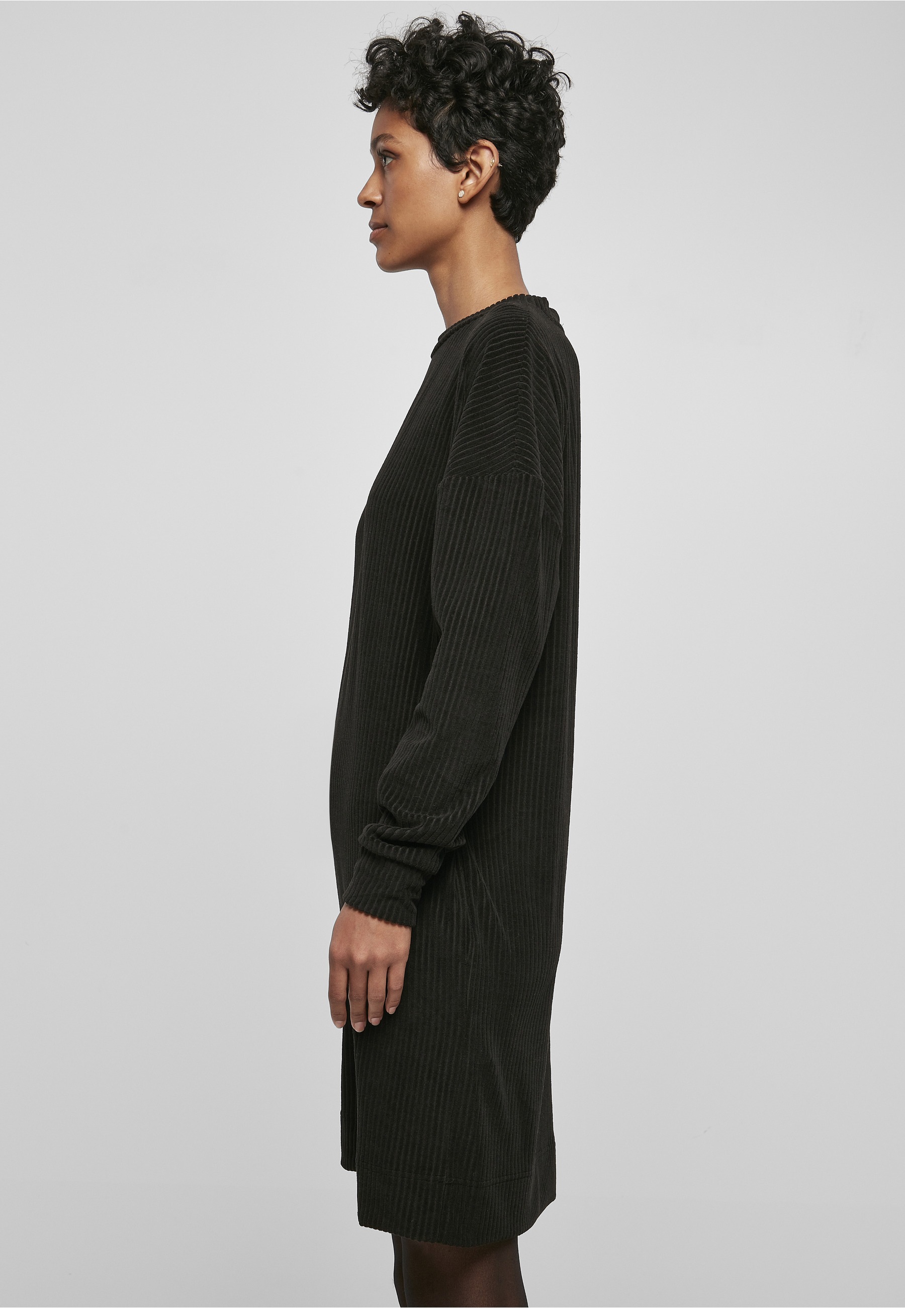 URBAN CLASSICS Shirtkleid »Urban Classics Damen Ladies Velvet Rib Crew Dress« 1 Stk. tlg.