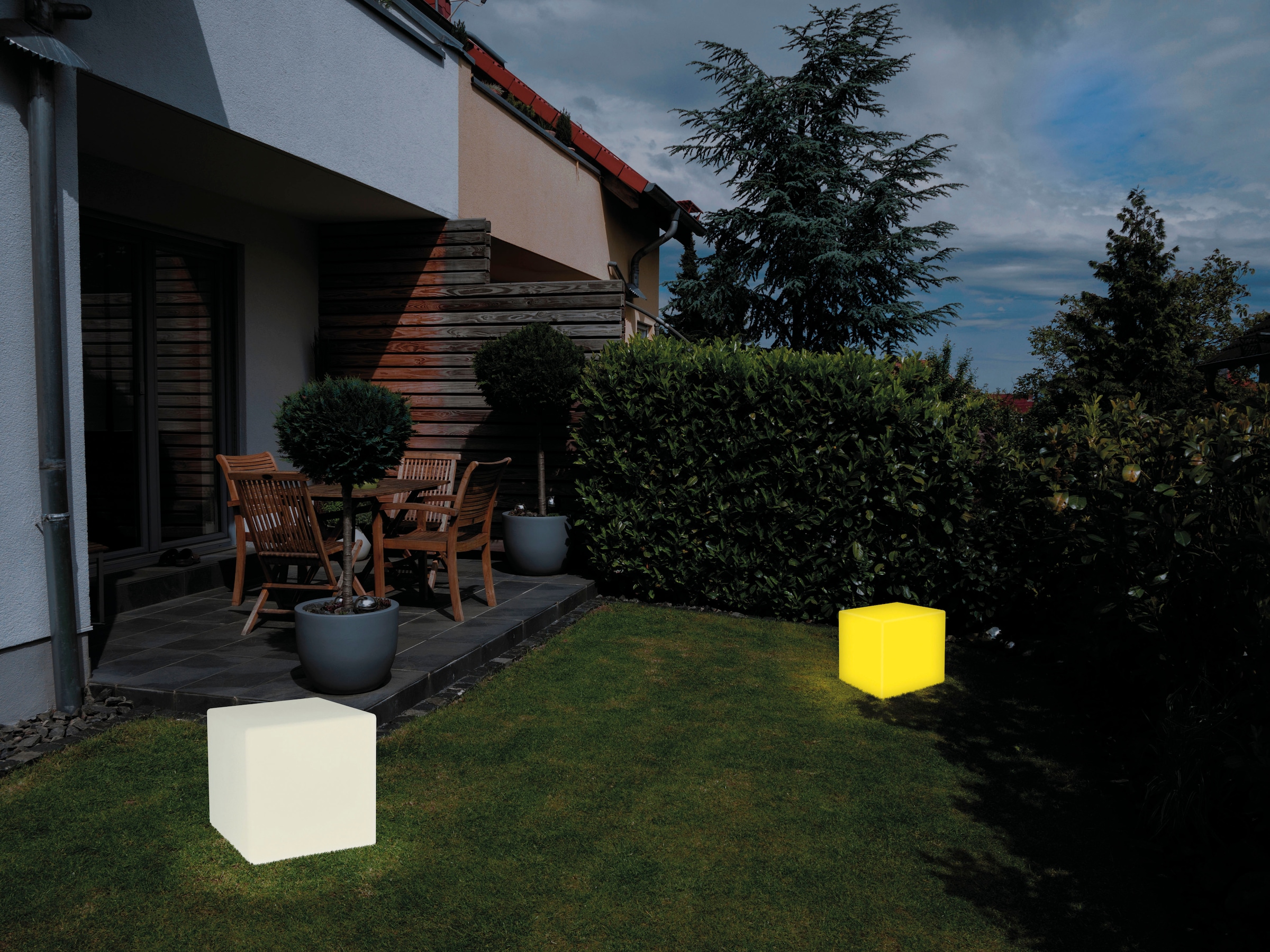 my home LED Solarleuchte »Elowyn, LED-Solar Würfelleuchte 30 cm«, Leuchtmittel LED-Modul | LED fest integriert, mit Erdspieß