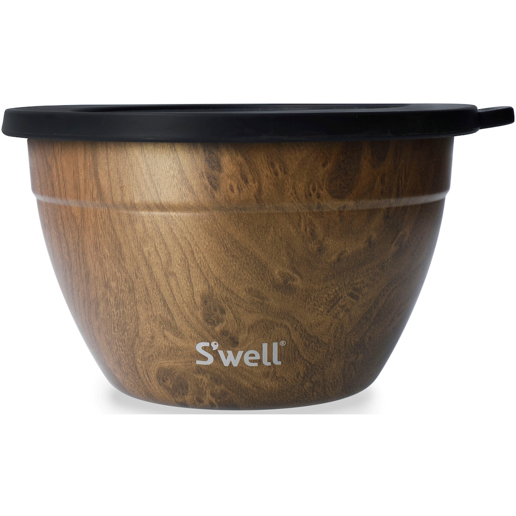 S'well Salatschüssel »S'well Onyx Salad Bowl Kit, 1.9L«, 3 tlg., aus Edelstahl, Therma-S'well®-Technologie, vakuumisolierten Außenschale