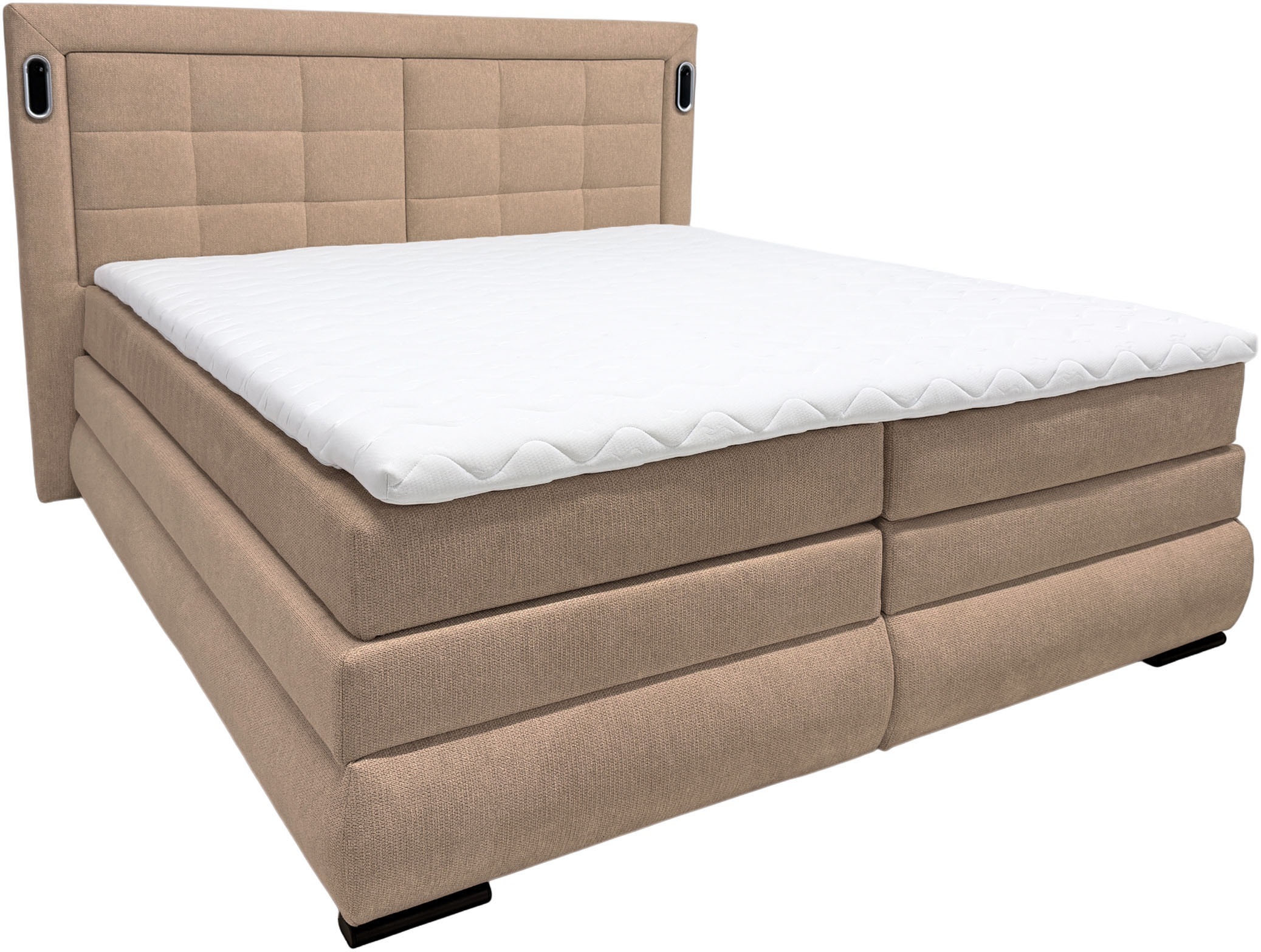 OTTO home Boxspringbett "MIVVA mit Bettkasten, mit Taschenfederkernmatratze H3, H3/H4 mix, H4" mit Kaltschaum- oder Visco-Topper (bei H4), Komfortliegehöhe 67cm