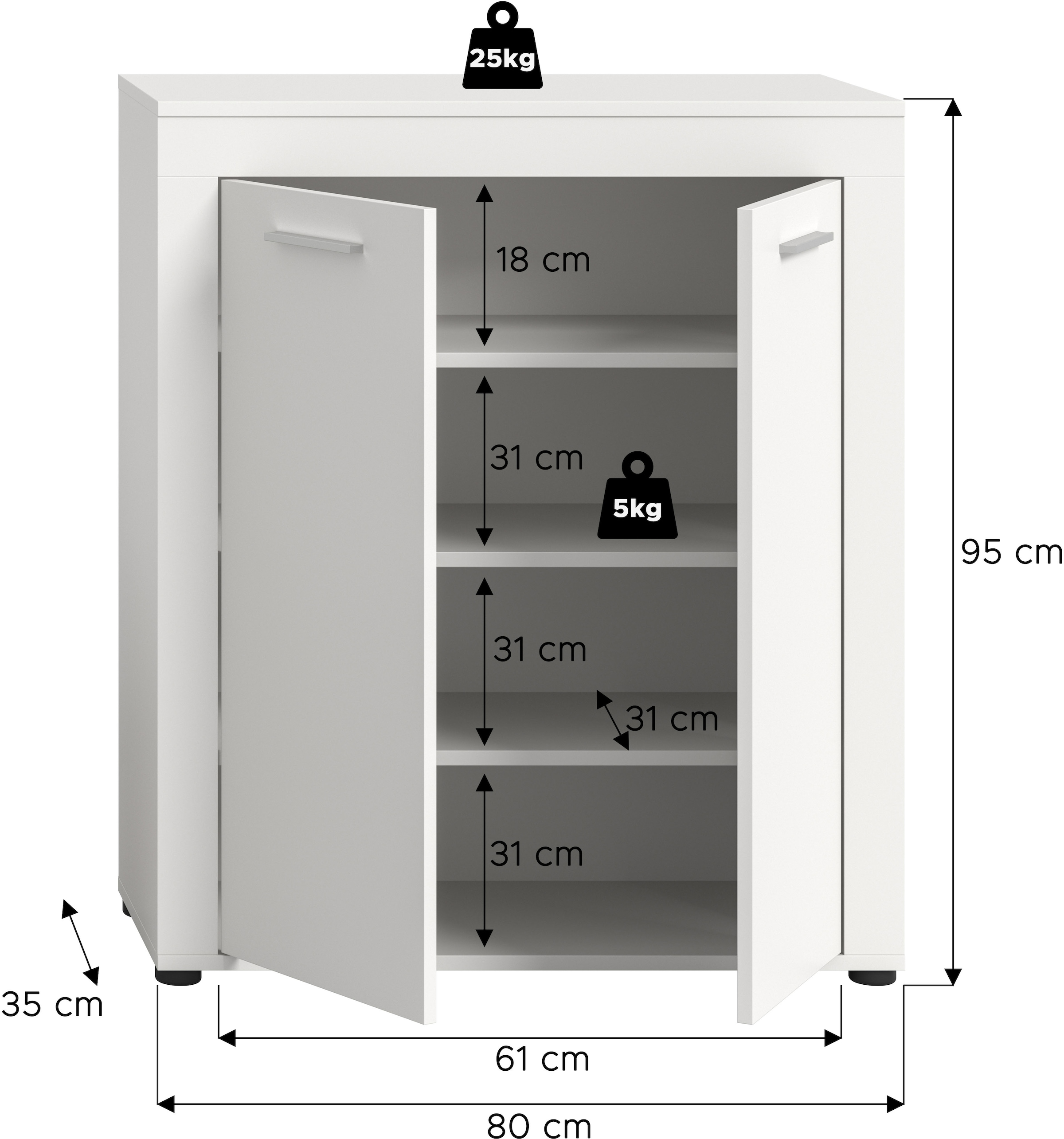 INOSIGN Schuhschrank »Aosta«, Schuhschrank, Höhe 191 cm, 4 Fächer, Garderobenschrank, Flur, Diele