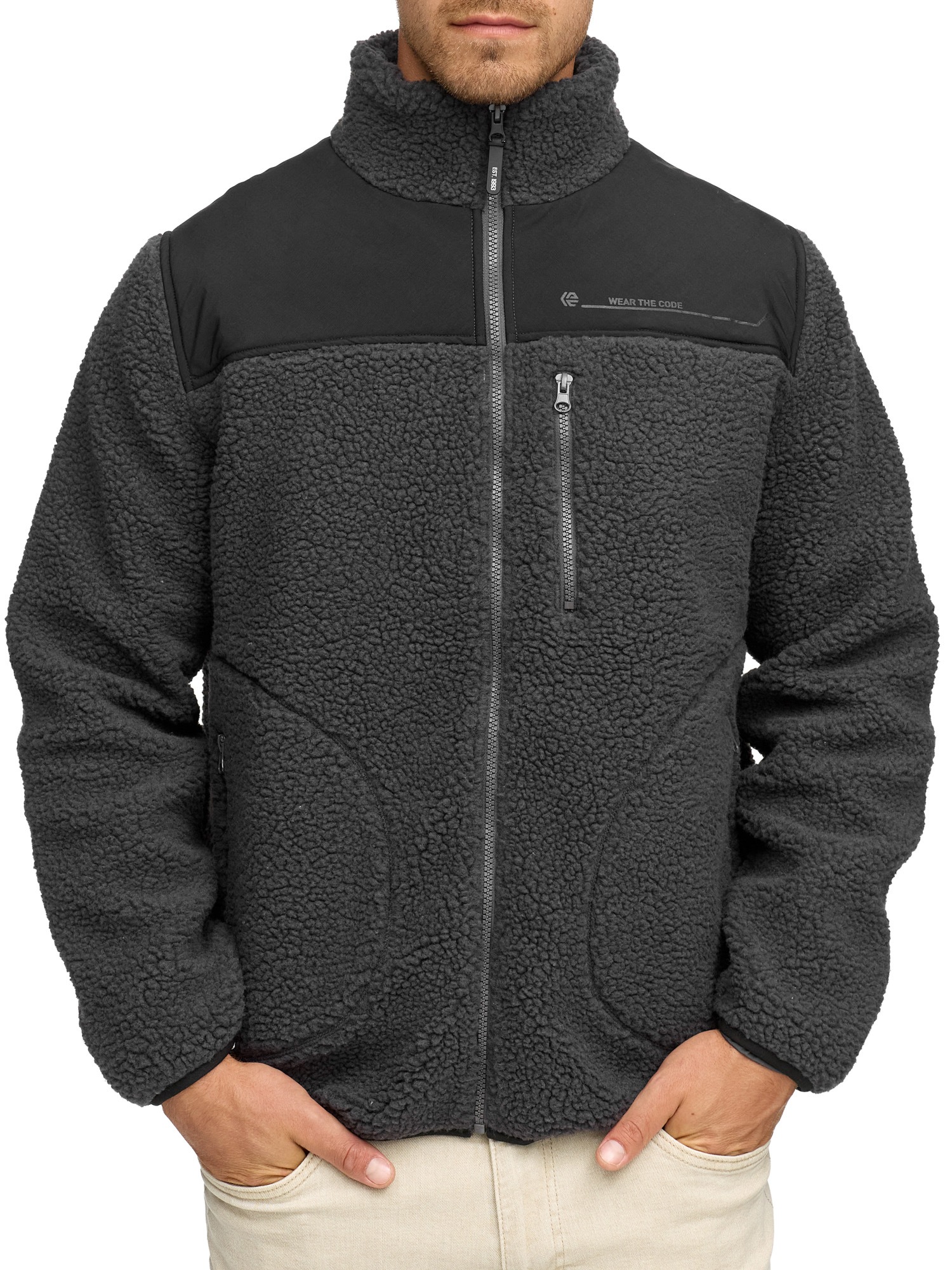 6 Herren Sweatjacke "wengefarben"dk grau, Gr. XL, unifarben, Sweatware, Fleece, Obermaterial: 100% Polyester, Sweatjacken
