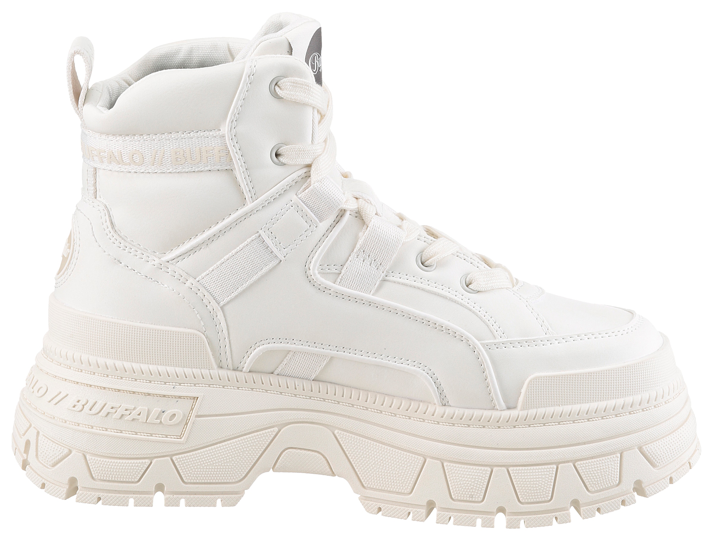 Buffalo Schnürboots »FUSION HYB MID VEGAN«, Stiefelette, High Top Sneaker, Plateauabsatz, mit Memory Foam