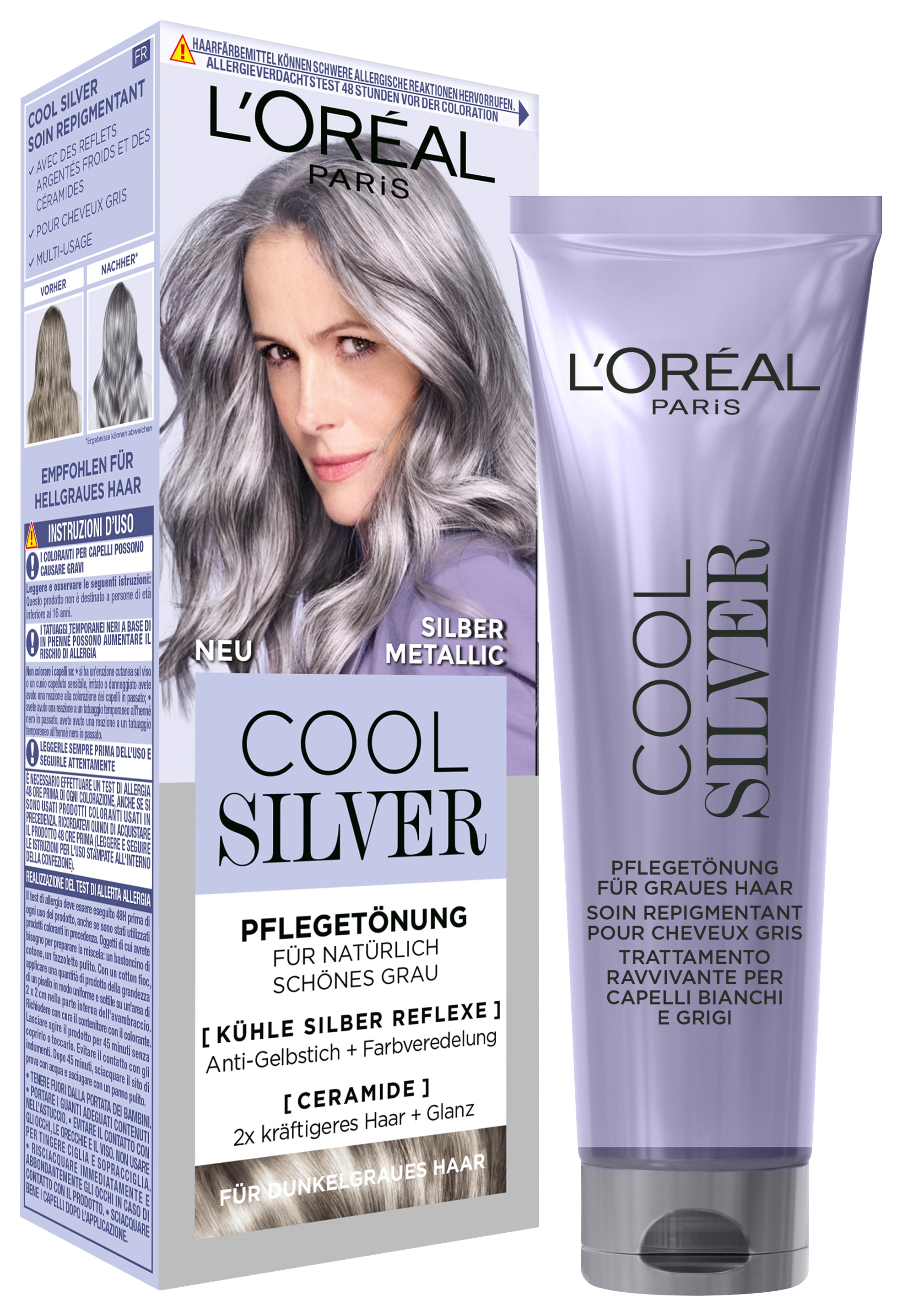 L'ORÉAL PARIS Coloration »COOL SILVER« Natürlich wirkender Silberglanz für graues Haar, mit Anti-Gelbstich.