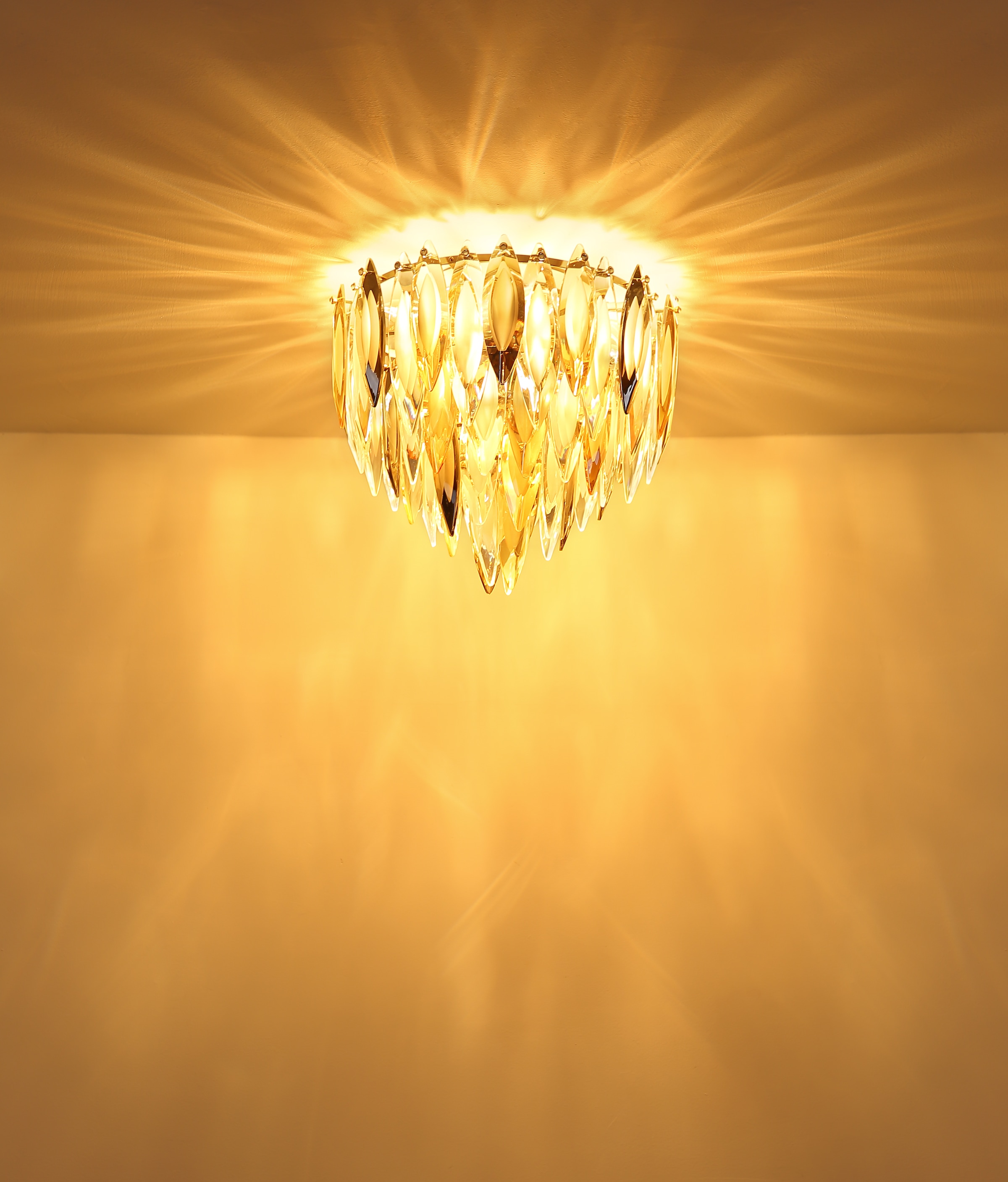 GLOBO LIGHTING Deckenleuchte »ELINOR« E14 1 Stk. Deckenleuchte Gold, K9 Kristalle Rauch/Champagner/Klar, E14