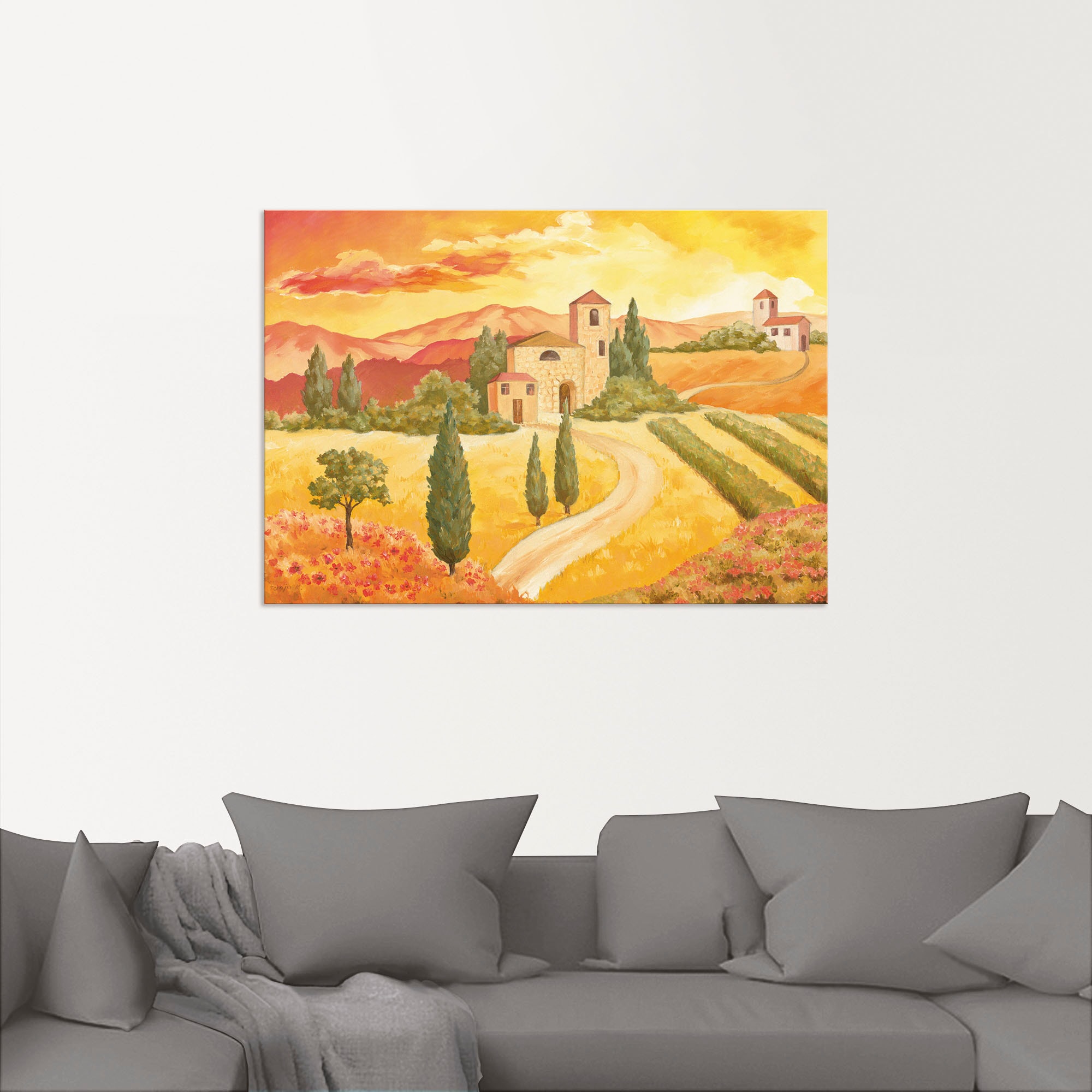 Artland Wandbild "Landschaft VII gelb", (1 St.), als Alubild, Outdoorbild, günstig online kaufen