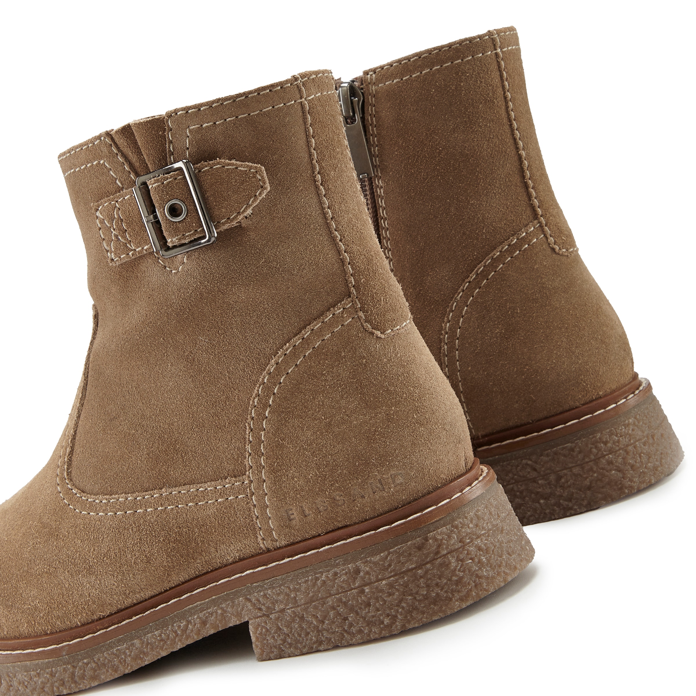 Elbsand Stiefelette, gefütterte Stiefelette mit Zierschnalle, Lederboot
