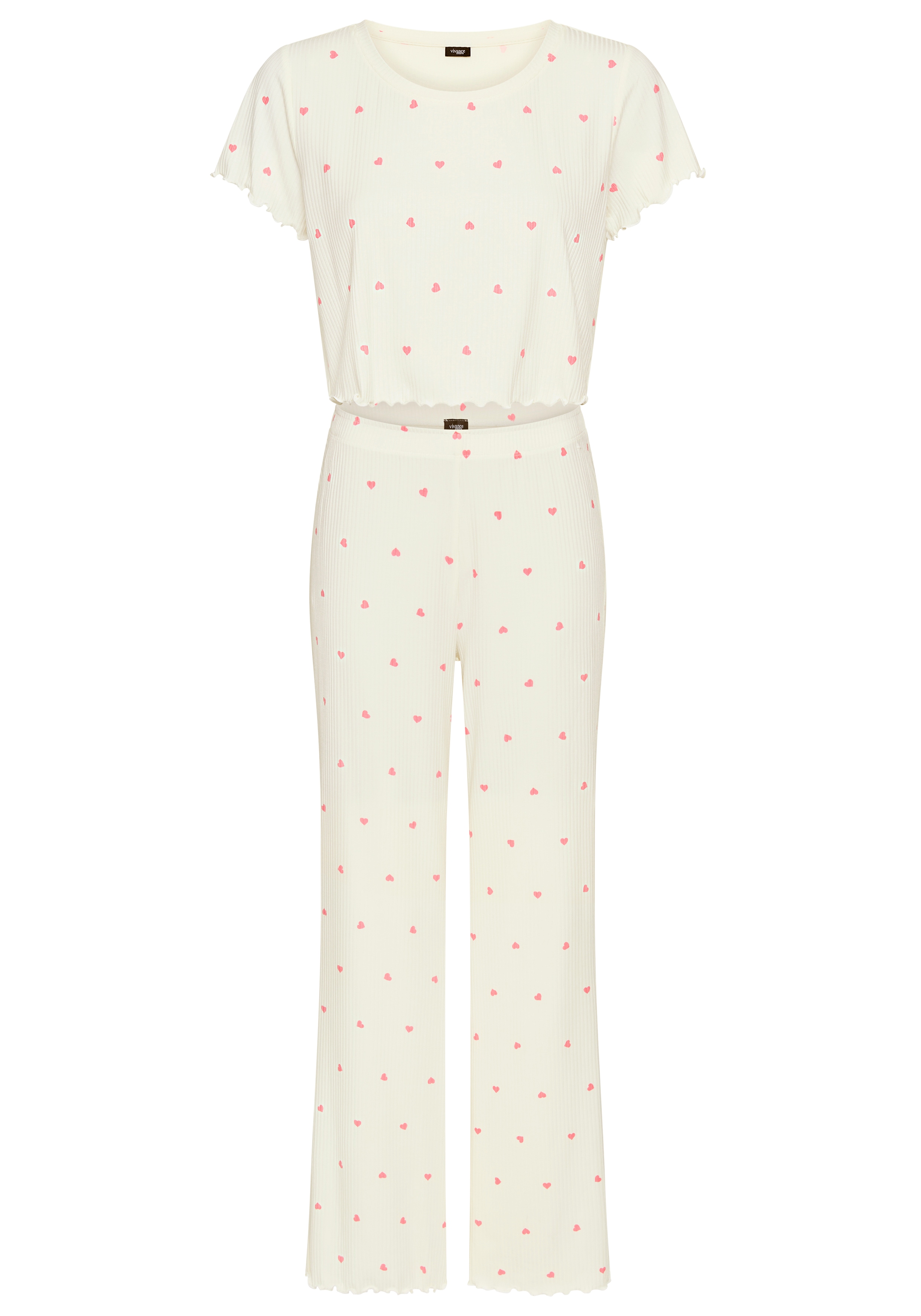 Vivance Dreams by Lascana Pyjama Set, 2 tlg. mit süßem Herzchendruck