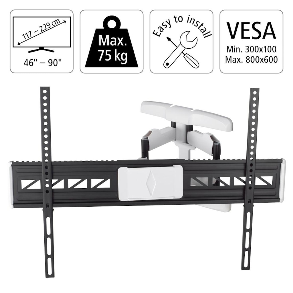 Hama TV-Wandhalterung »FULLMOTION, 2 Doppeltragearme 5 Sterne, 46" - 90",50",55",65",75"«, bis 229 cm Zoll