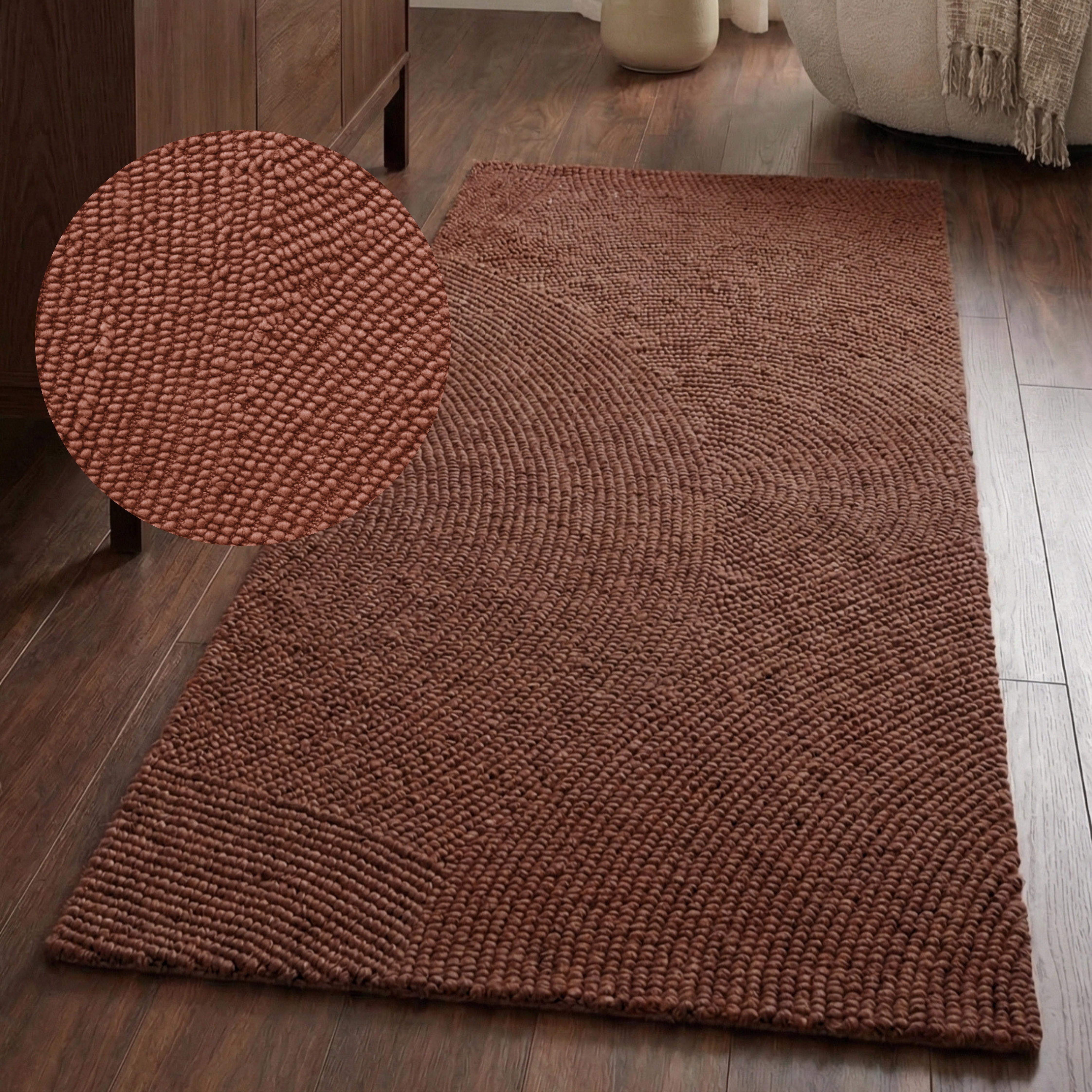 HANSE Home Wollteppich "Calmio, auch als Läufer und in rund" rechteckig 18 mm Höhe Handgetuftet, Wolle, Natur, Wohnzimmer, Schlafzimmer, Skandi, Hygge