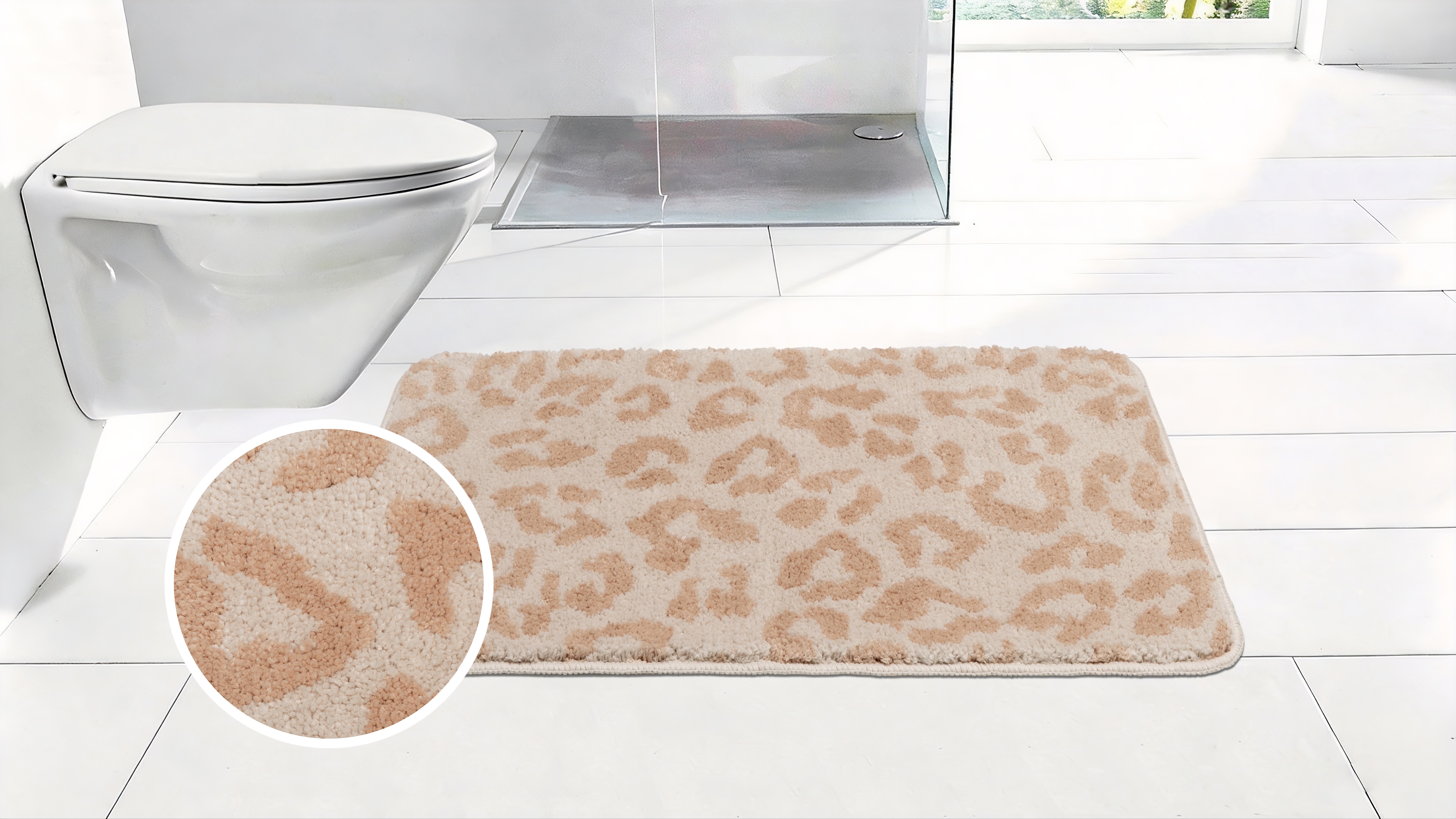 OTTO home Badematte "Anna Leo, Badvorleger, Badezimmer Teppich, Duschvorleger" Höhe 15 mm rutschhemmend beschichtet fußbodenheizungsgeeignet schnell trocknend mit Animal Print, modernes Muster, Leo, weich