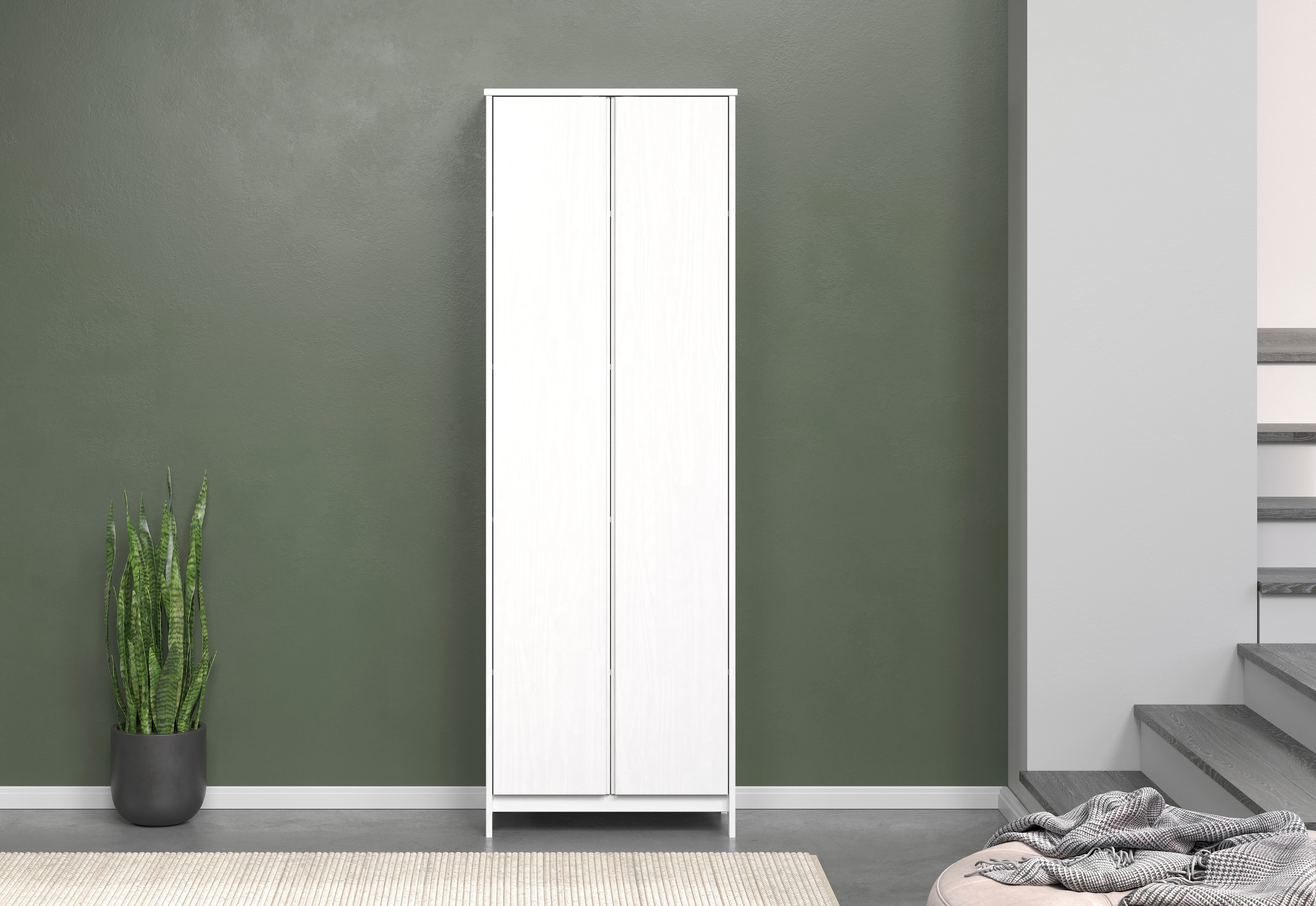 Home affaire Kleiderschrank »Aarhus«, (1 St.), Weißer, griffloser Massivholz Schrank - (B/T/H) 65/34/192 cm