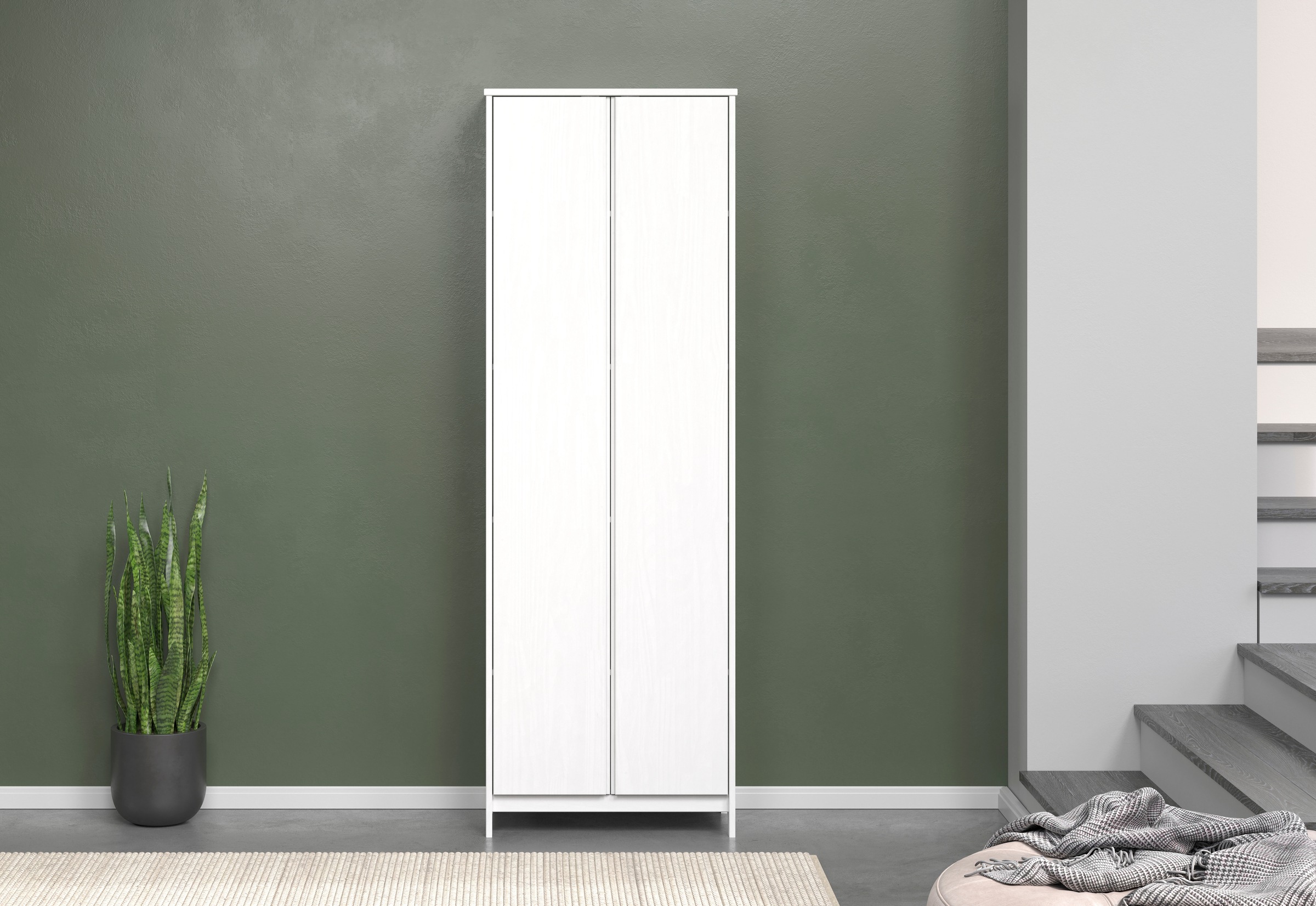 Home affaire Kleiderschrank "Aarhus" 1 Stk. tlg. Weißer, griffloser Massivh günstig online kaufen