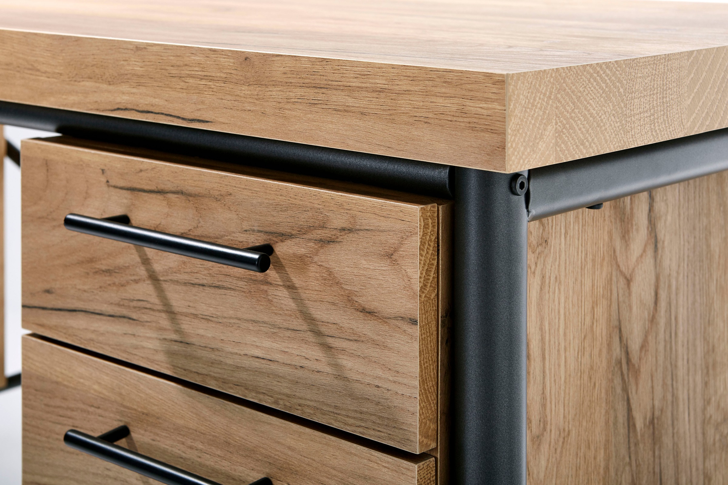 Jahnke Schreibtisch »CRAFT«, Schreibtisch im Industrie-Design, wechselseitig montierbar