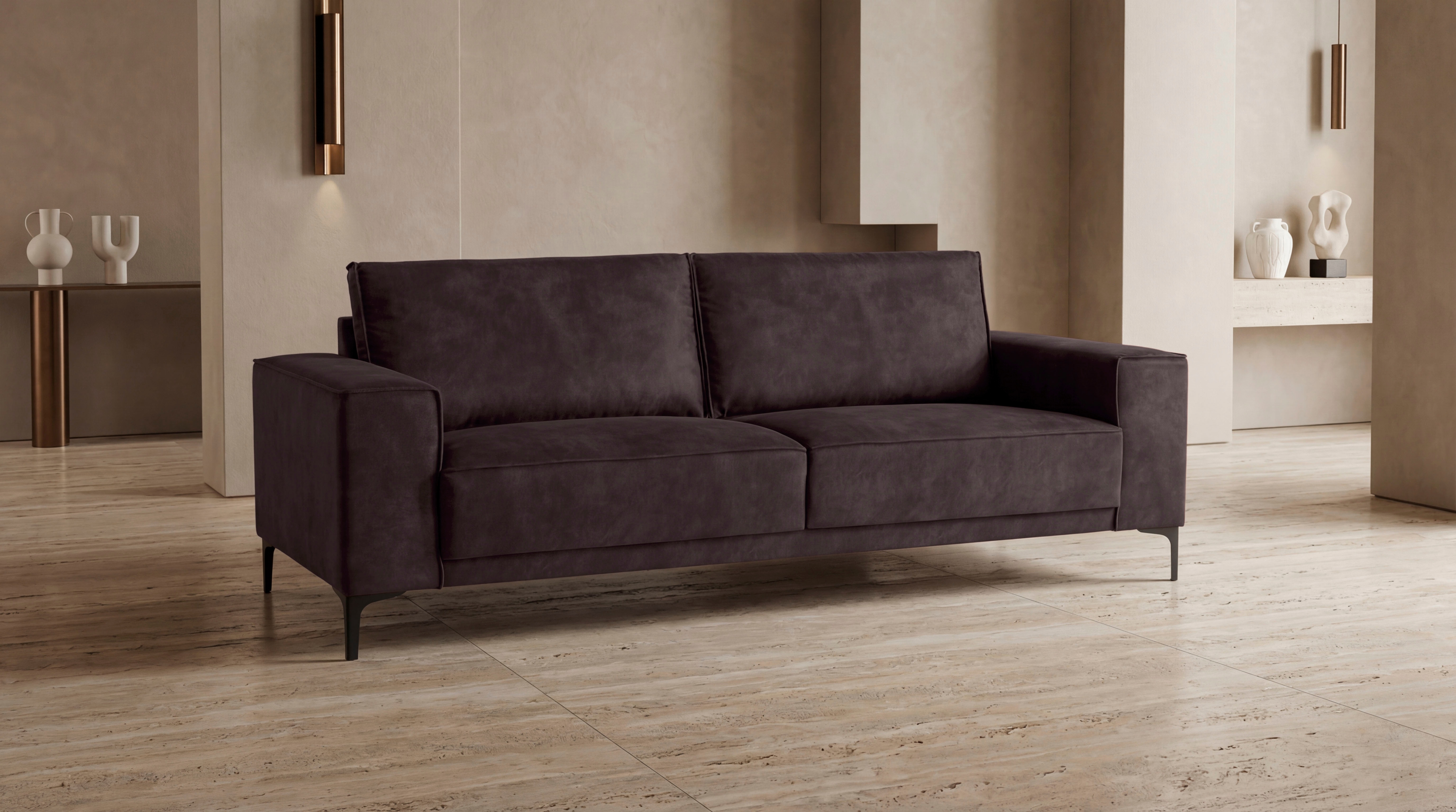 OTTO home 3-Sitzer "OLAND Luxus-Microfaser, Sofa, B: 224 cm, Skandi-Design" Struktur, Flachgewebe, Luxus-Microfaser, Boucle