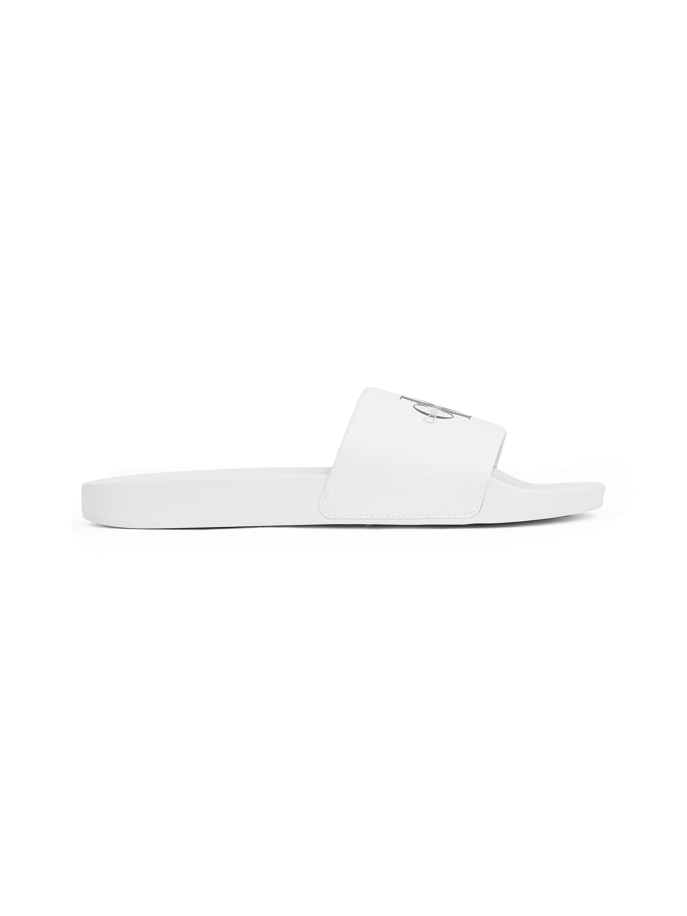 Calvin Klein Jeans Badepantolette »SLIDE MONOGRAM«, Sommerschuh, Schlappen, Poolslides, Strandschuh mit Logoschriftzug