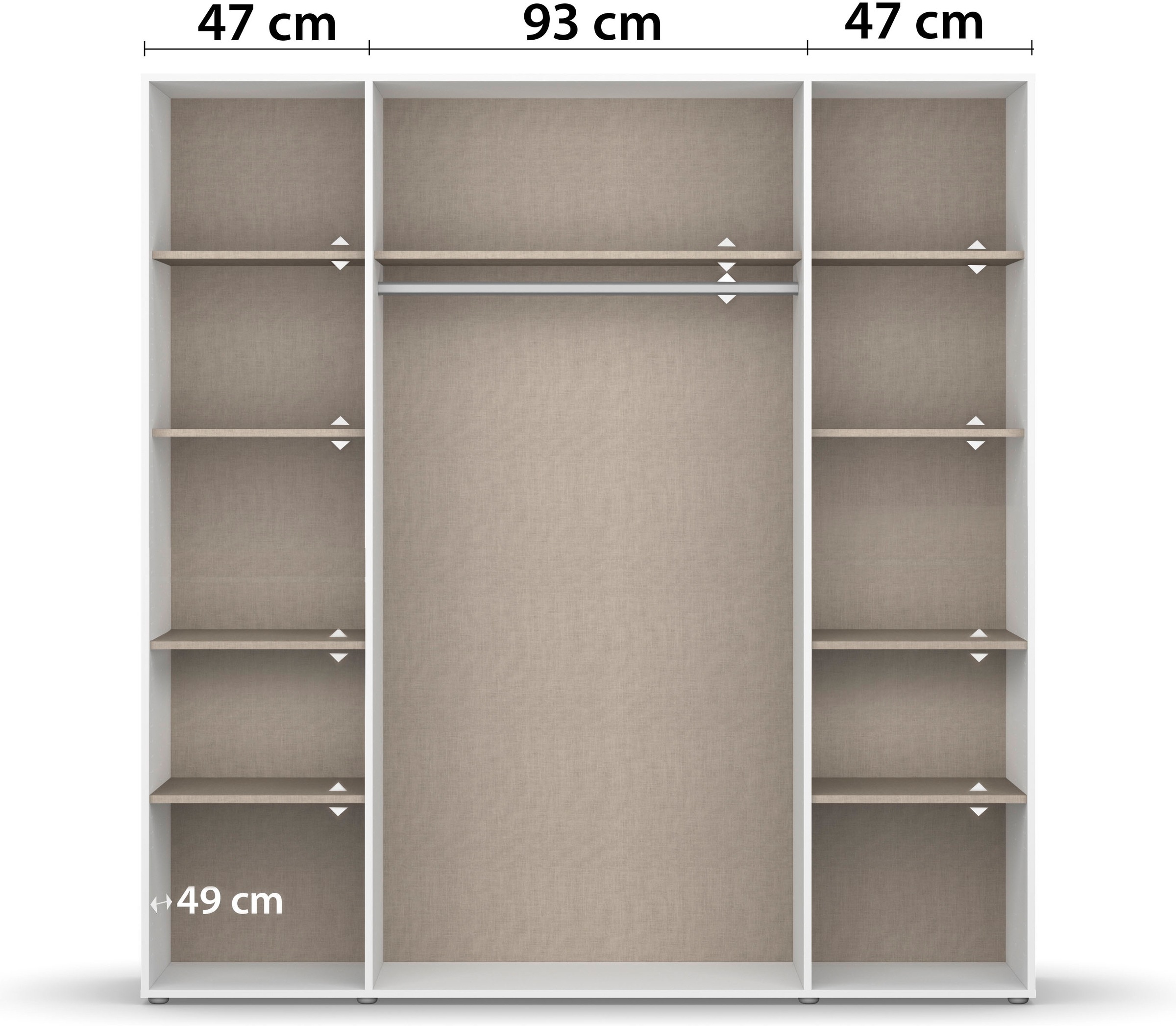 rauch Drehtürenschrank »Kleiderschrank Schrank Garderobe Wäscheschrank NARAI viel Stauraum«, (in 3 verschiedenen Ausstattungen BASIC/CLASSIC/PREMIUM), Griffausfräsungen für eine grifflose Optik TOPSELLER MADE IN GERMANY