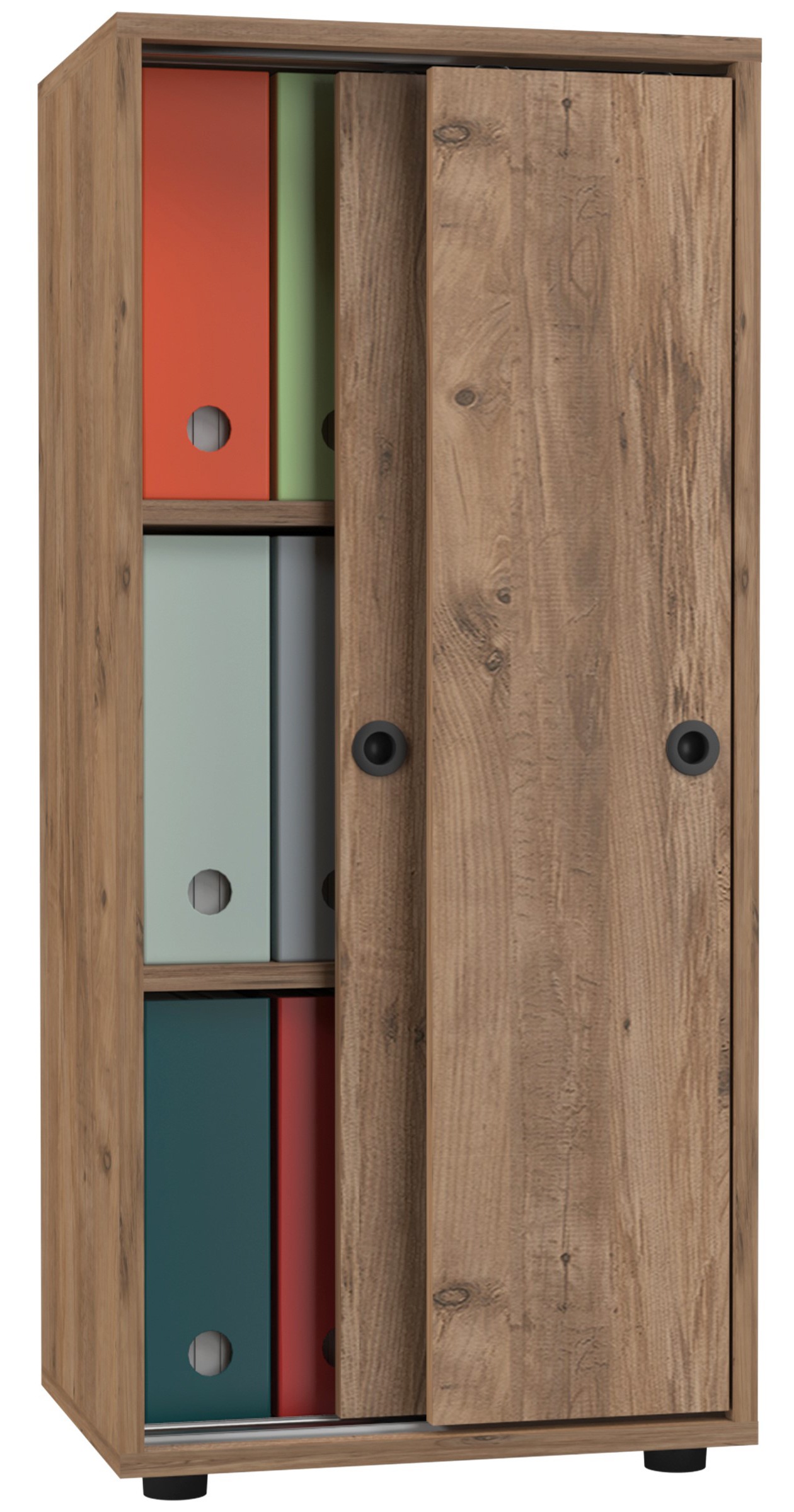 Aktenschrank VCM, B:49cm T:38cmhonig, eiche, Obermaterial: 100% Holz Wood., Büro, Schränke, "Büroschrank Schiebetüren Aktenschrank Ulas 3fach"