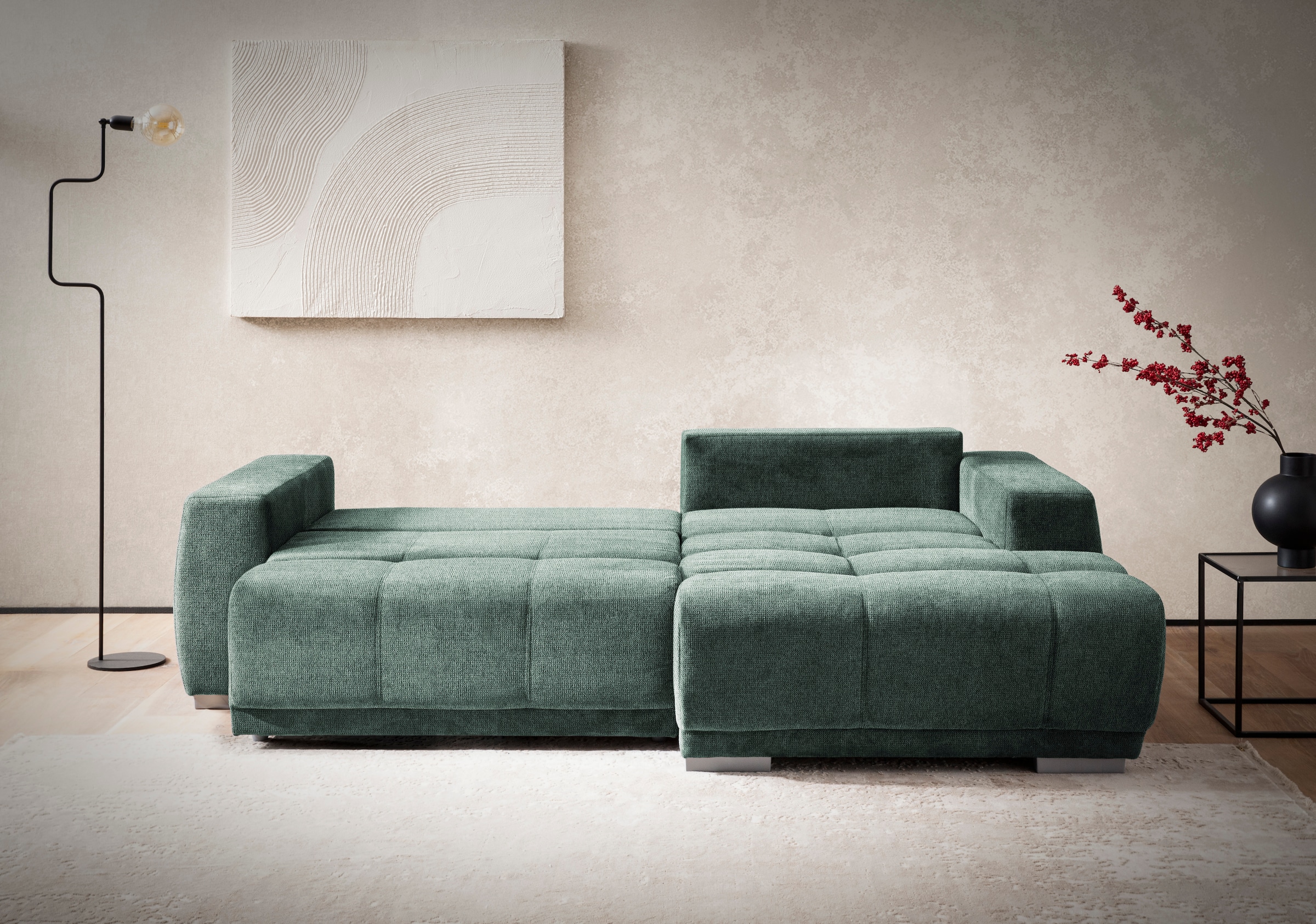 INOSIGN Ecksofa »Bolero L-Form«, wahlweise mit Bettfunktion & Bettkasten