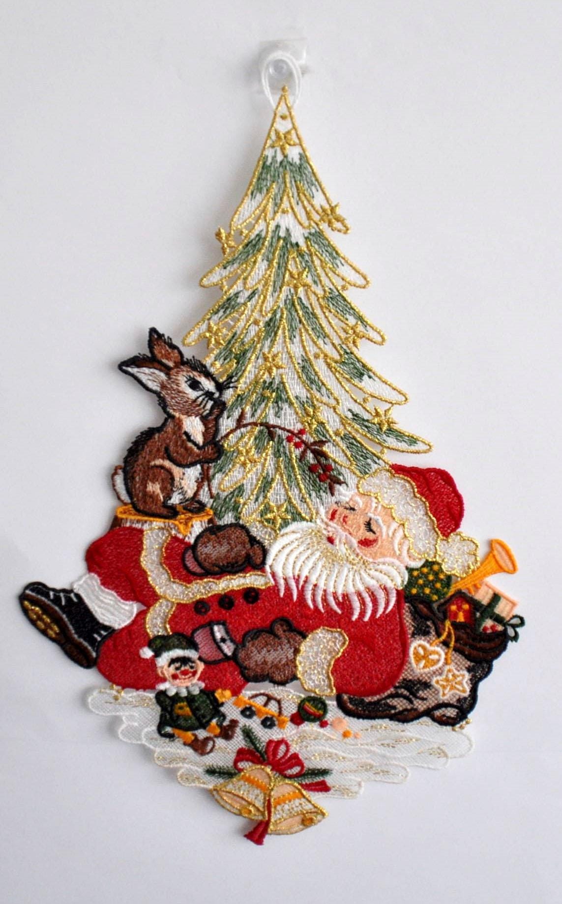 Stickereien Plauen Fensterbild "Weihnachtsmann" günstig online kaufen