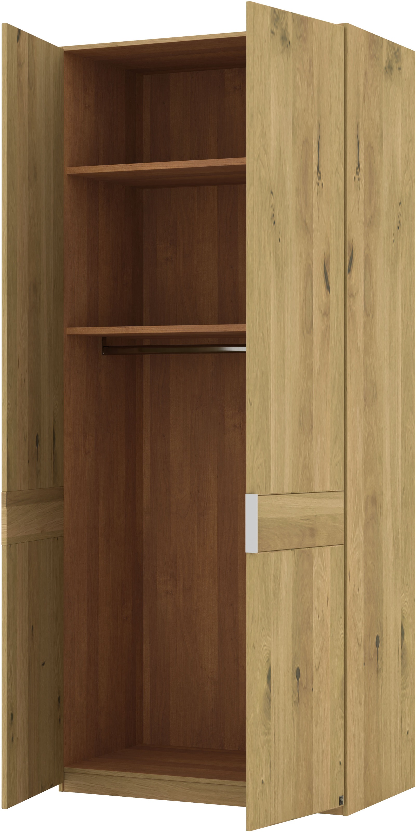 Musterring Drehtürenschrank »Savona, Kleiderschrank, Schrank, Garderobe, teilmassiv Eiche«, (mit Türdämpfern, mit Spiegel oder Glas, extra Böden, MADE IN GERMANY), Türen in Bianco-Eiche massiv, Spiegel-/Glastüren, verschiedene Größen