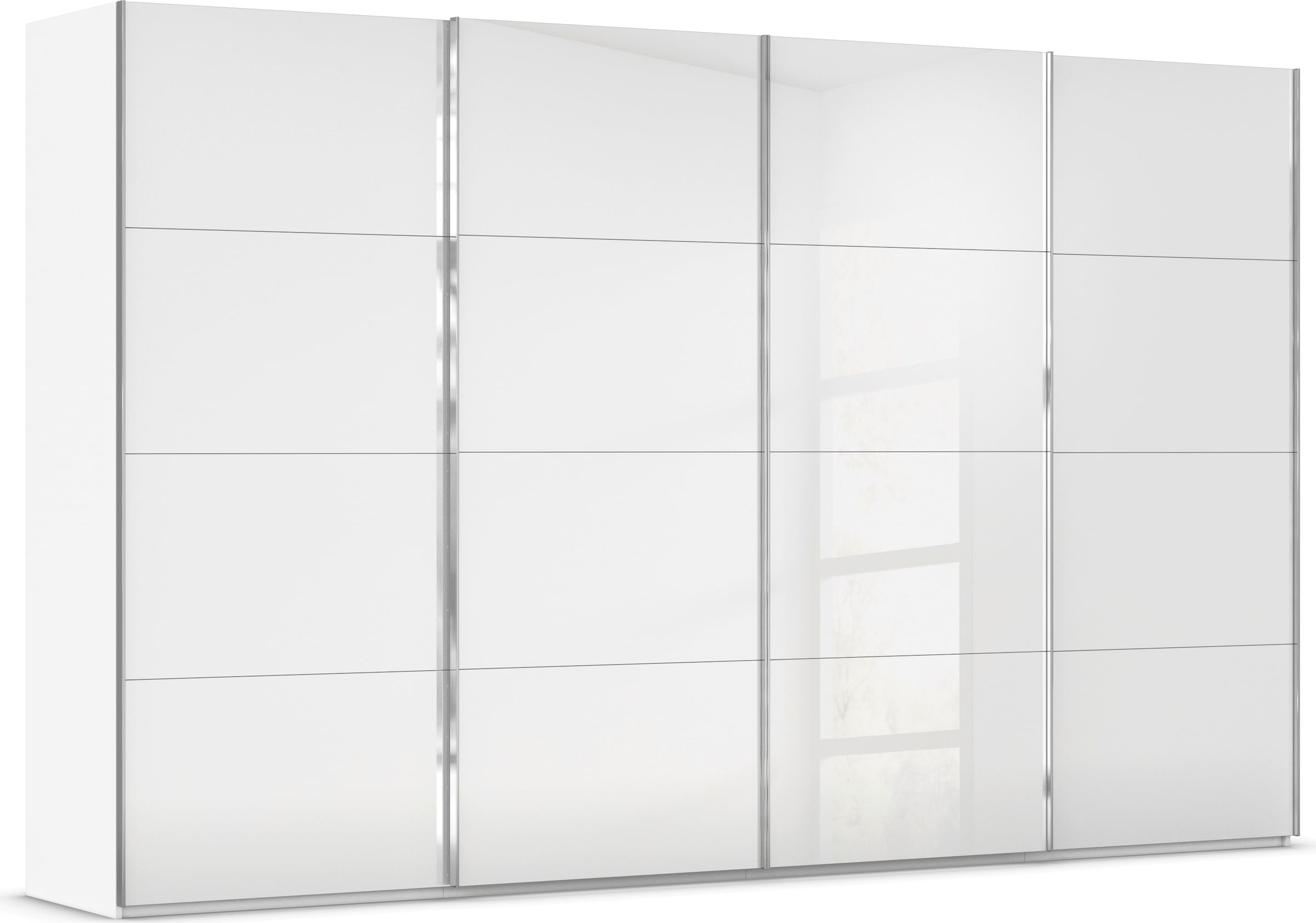 rauch Schwebetürenschrank "Kleiderschrank Schrank Garderobe Schlafzimmerschrank SCALE-FYRA" edle viergeteilte Türen mit Glas-Front viele Farben MADE IN GERMANY