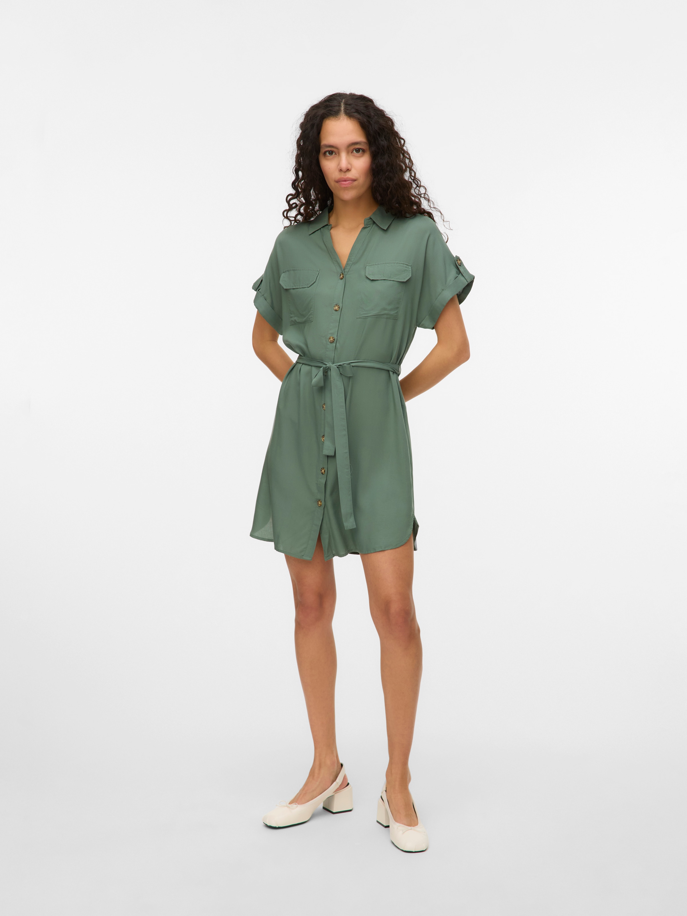 Vero Moda Midikleid "VMBUMPY SS SHORT SHIRT DRESS WVN GA NOOS", Sommerkleid günstig online kaufen