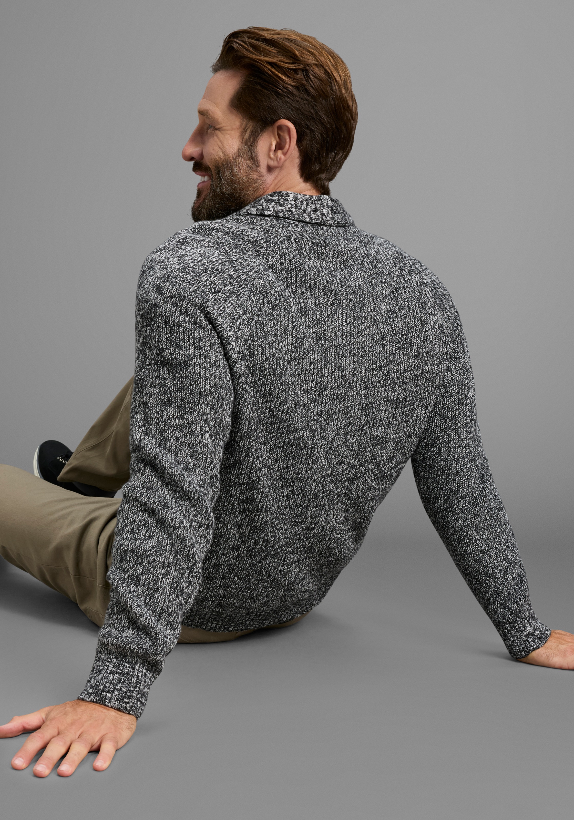 Thumbnail - Mans World Strickjacke "Neue Kollektion Mit Knopfleiste und Taschen" melierte Optik,weicher Griff, Perfekt für die kälte...