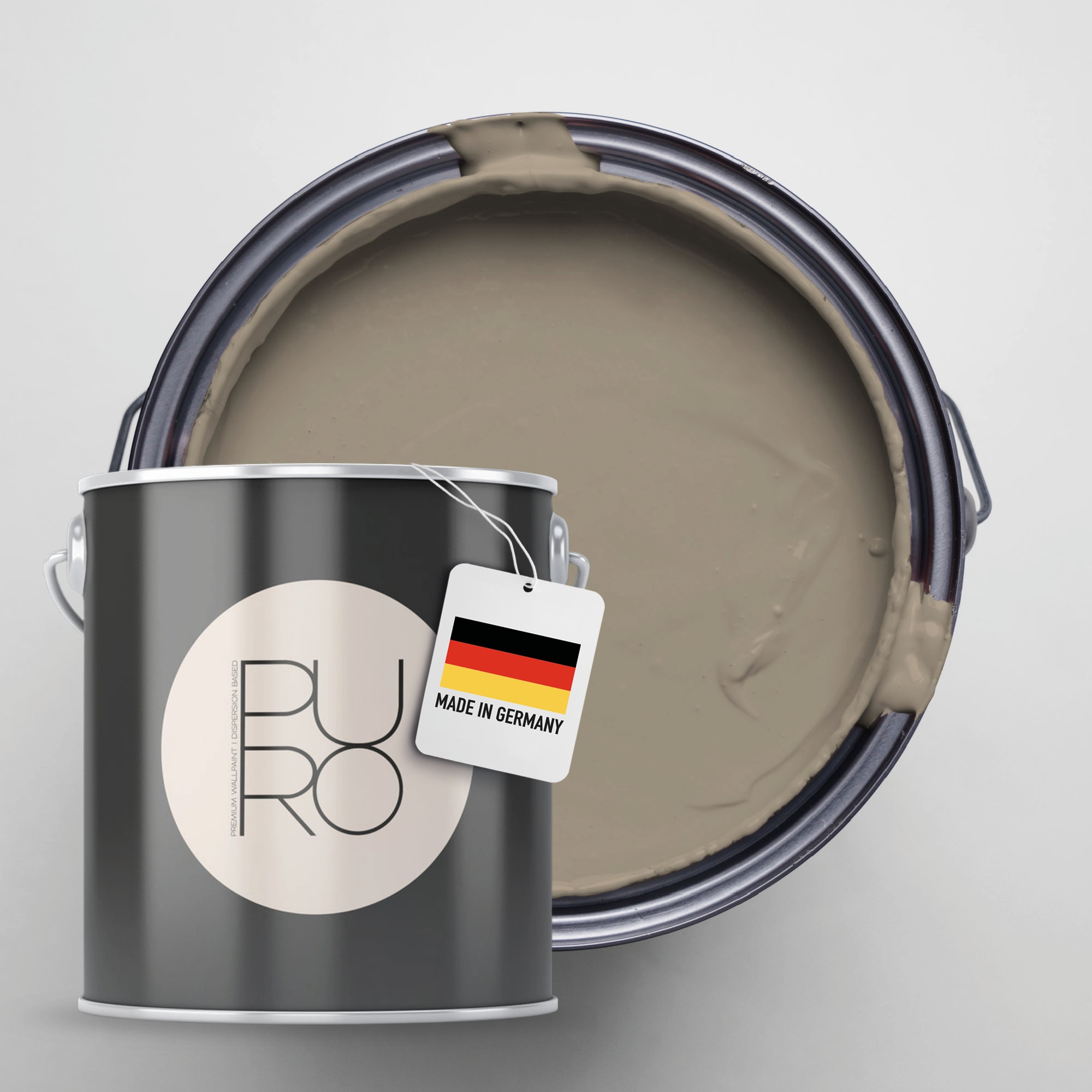 A.S. CRÉATION Wandfarbe "Premium Innenwandfarbe PURO Tuchmatt calm taupe", 1 l 1ml, beige, Farben, ideal für Wohnzimmer, Schlafzimmer, Flur und