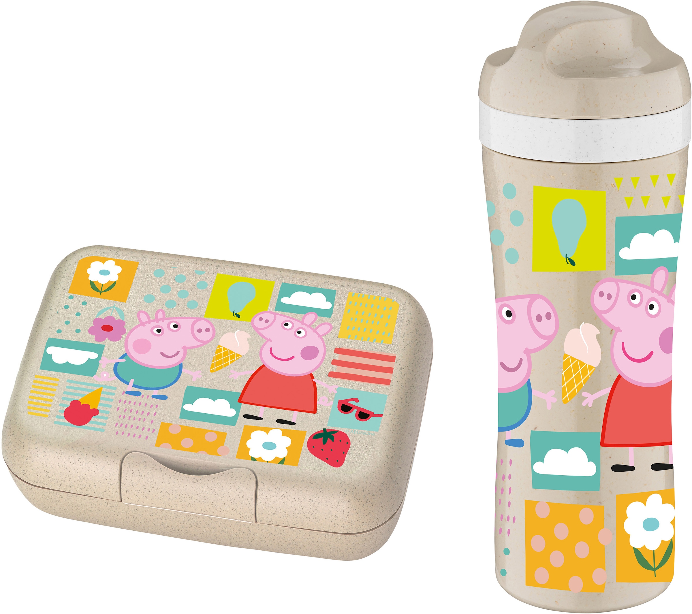 KOZIOL Trinkflasche »CANDY L PEPPA PIG«, (Set), 426 ml,+Lunchbox OASE PEPPA PIG,100%recycelbar,CO² neutral produziert
