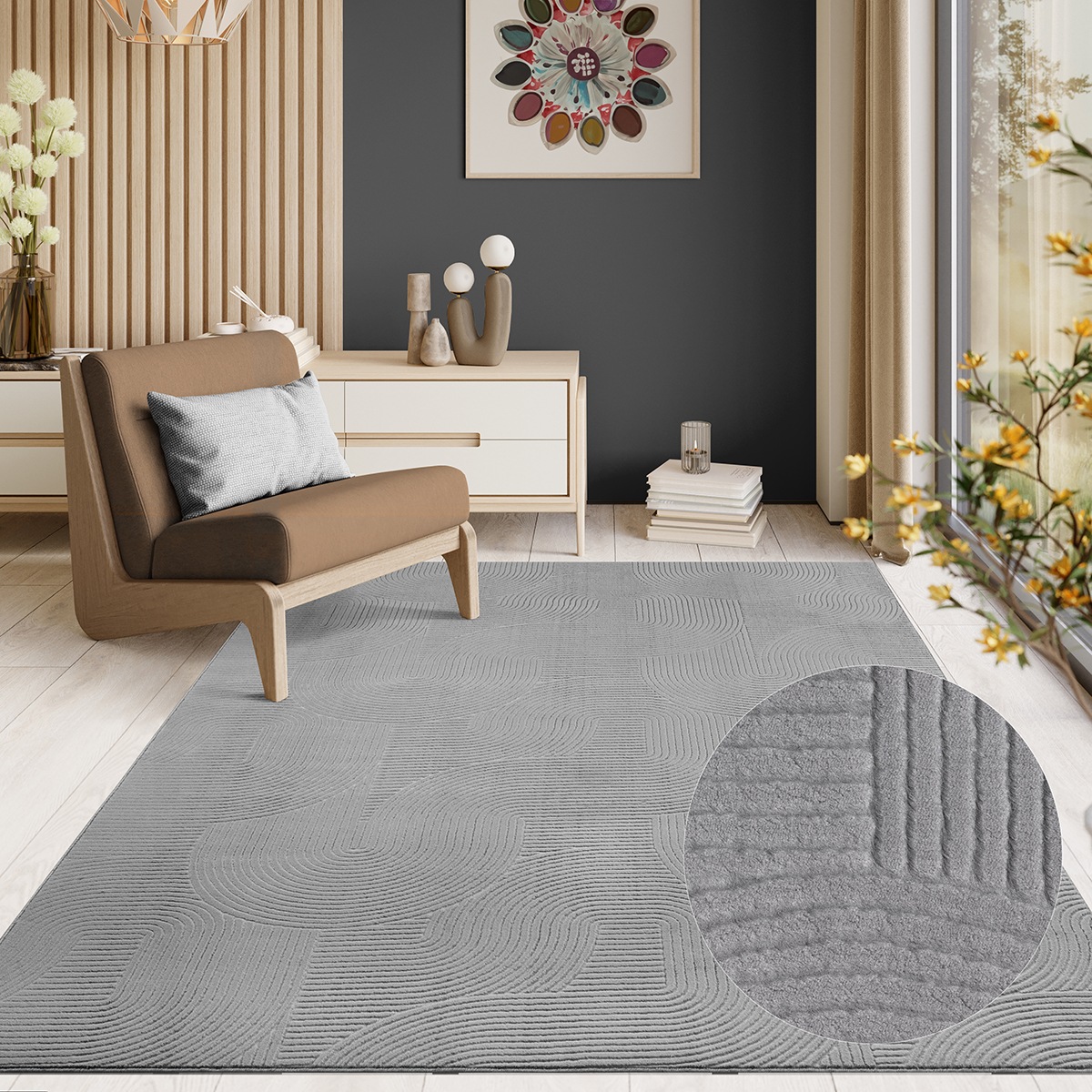 the carpet Teppich "Rio" rechteckig 8 mm Höhe weicher Wohnzimmer Teppich rutschfest 3D-Optik
